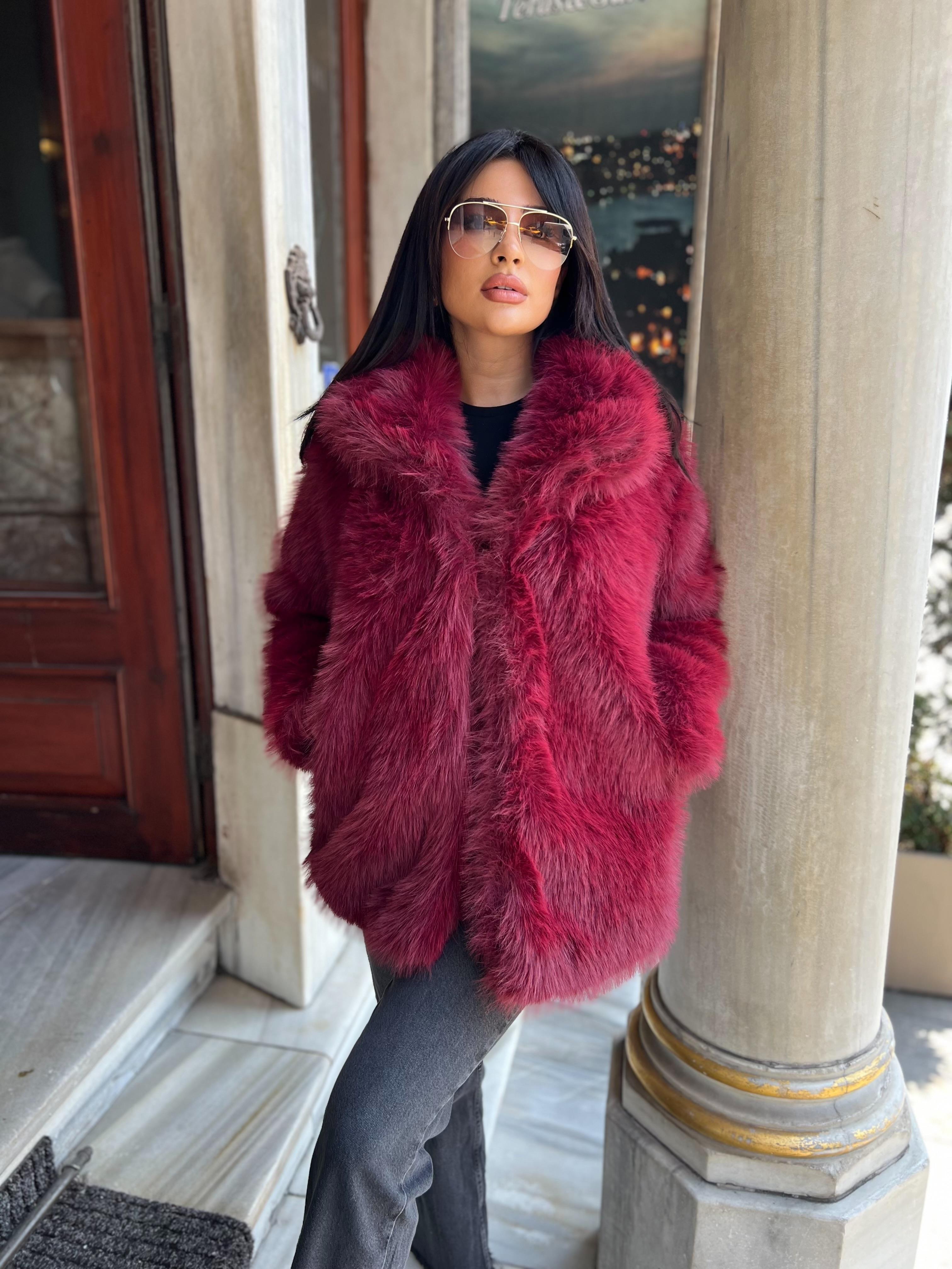 Düz Cepli Lolita Bordo