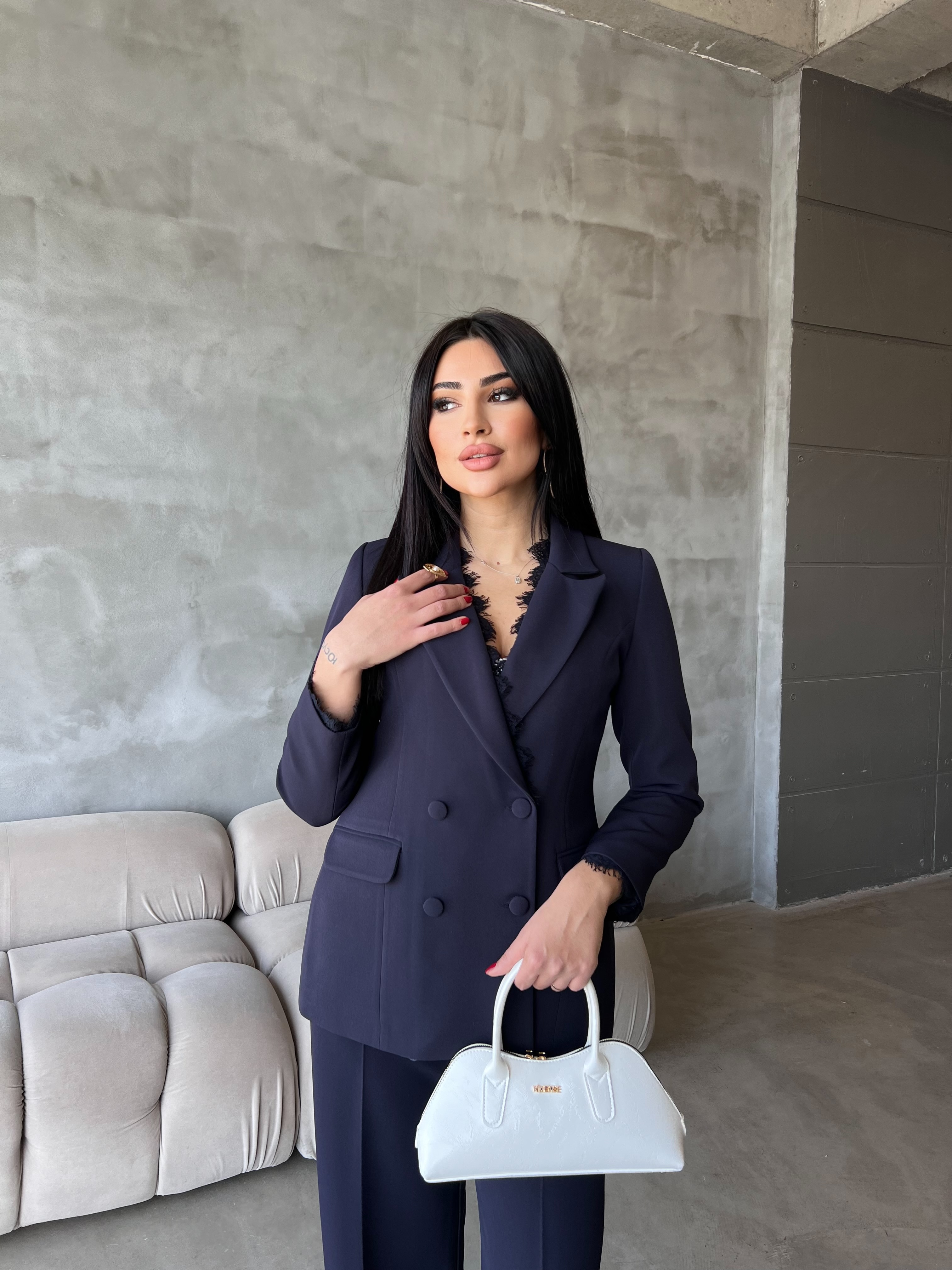 Jasmine Dantelli Ceket Lacivert