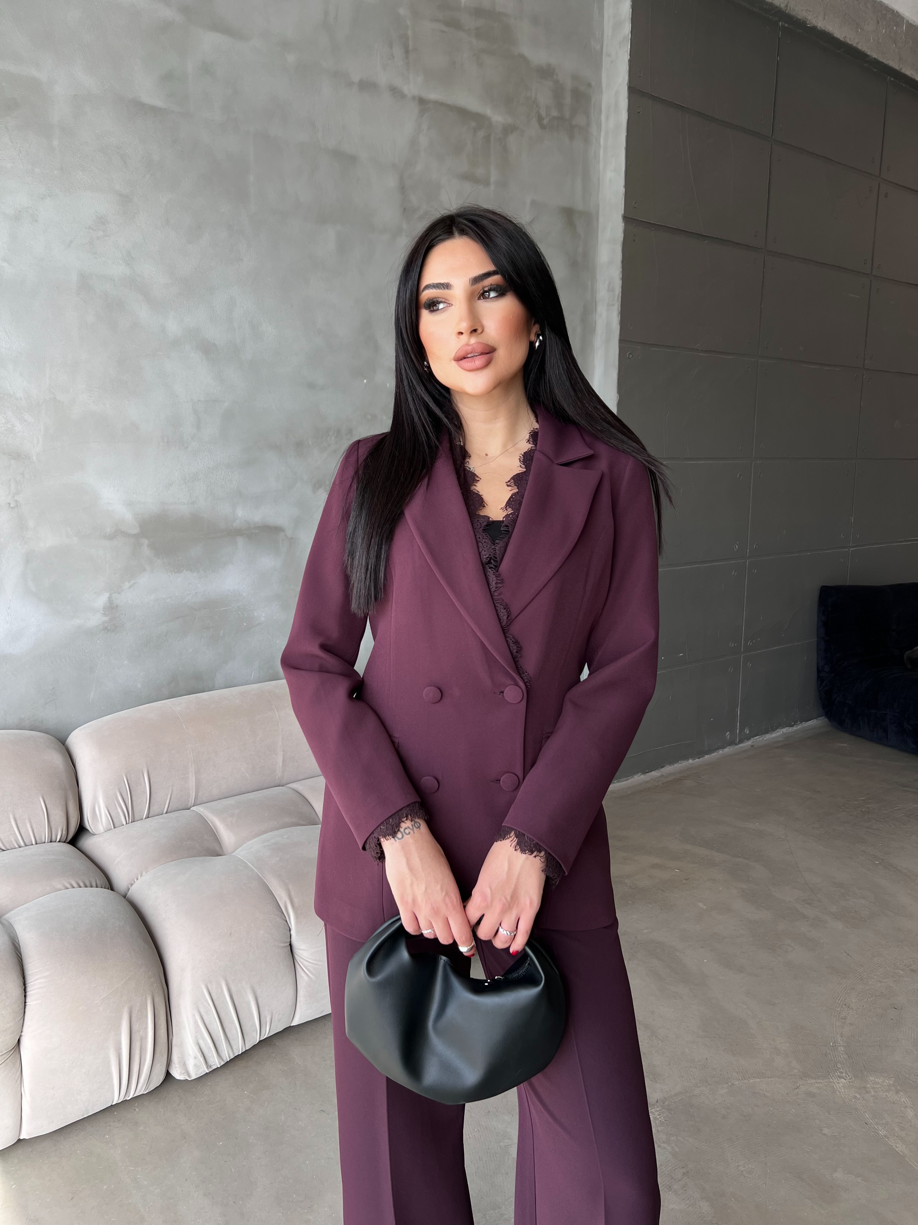 Jasmine Dantelli Ceket Mürdüm