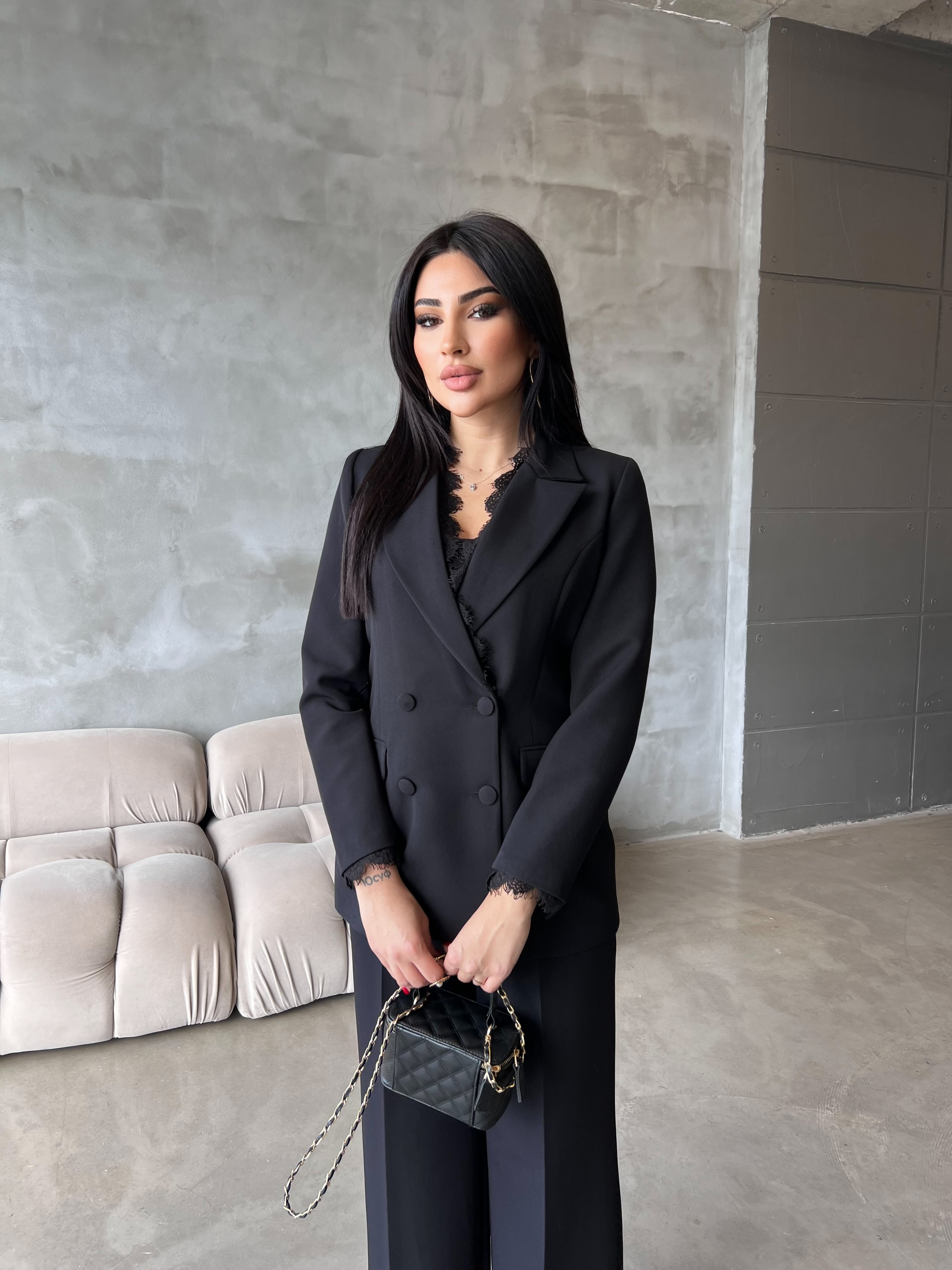 Jasmine Dantelli Ceket Siyah