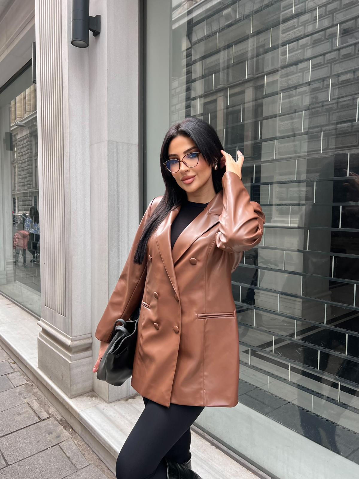 Jonquille Blazer Deri Ceket Kahve