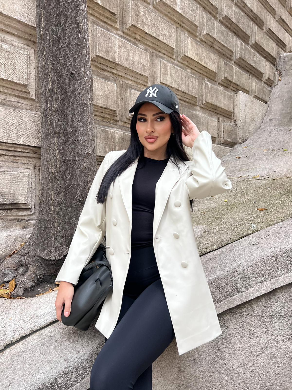 Jonquille Blazer Deri Ceket Taş