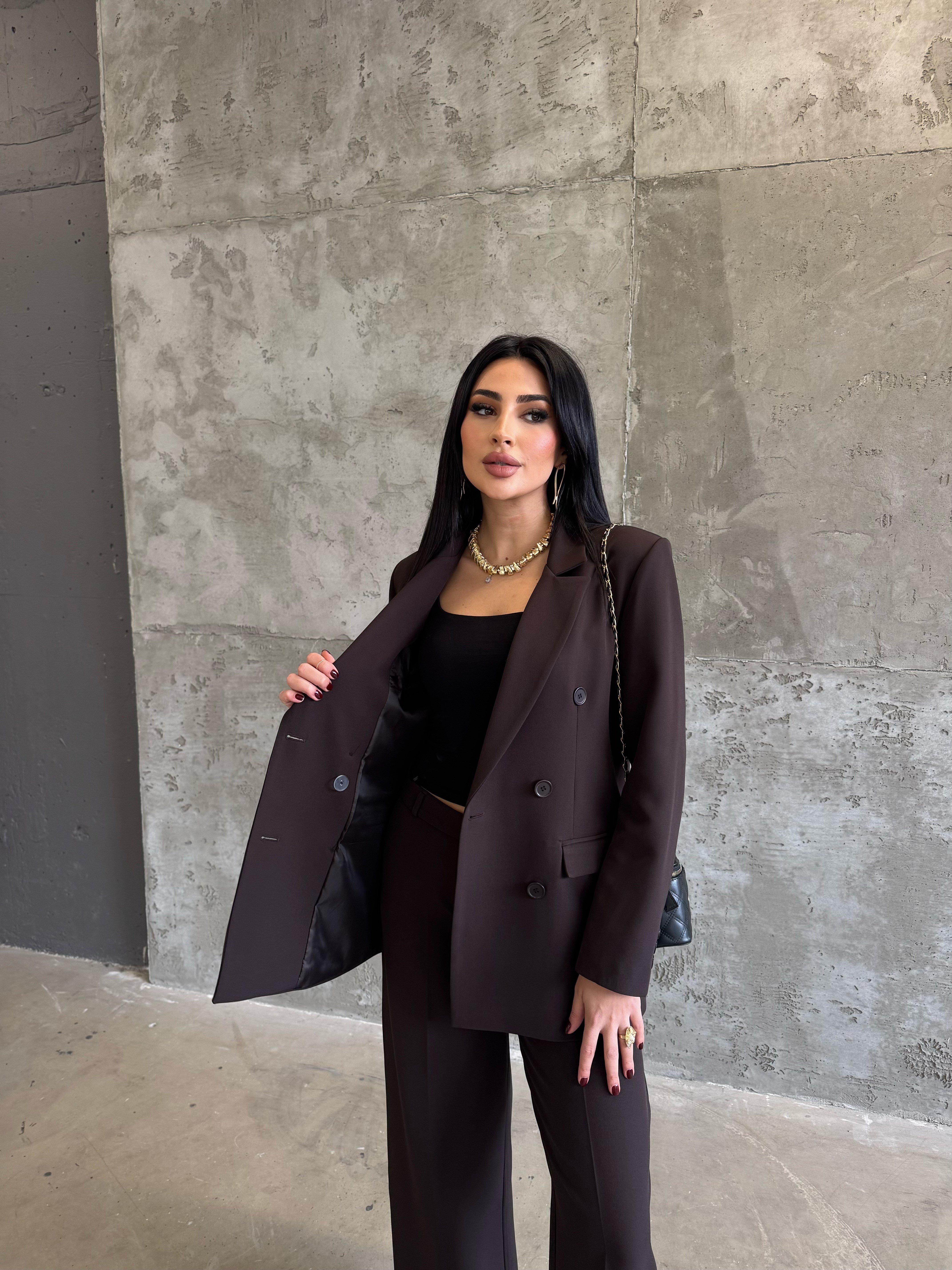 klasik ceket takım acı kahve