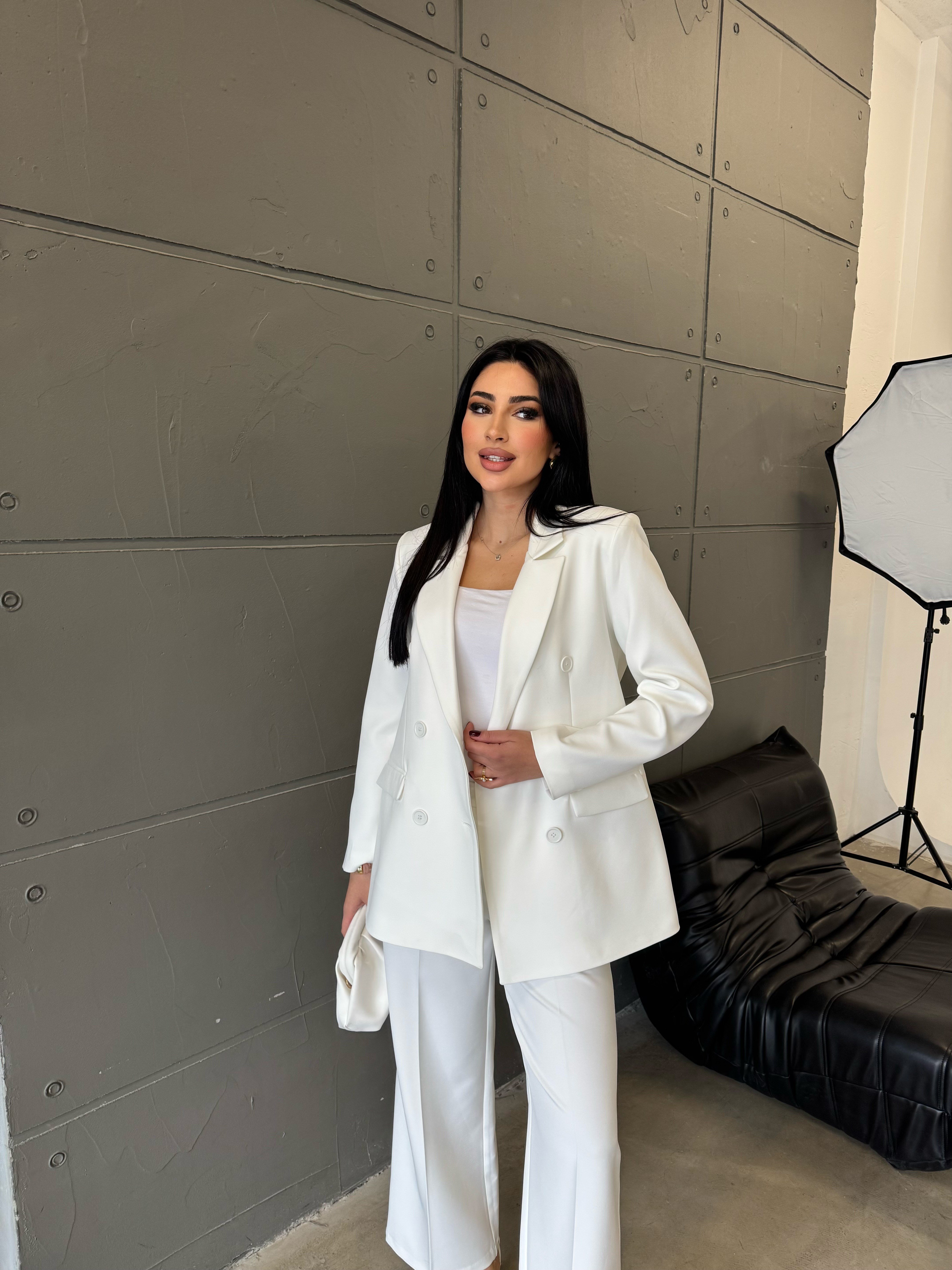 klasik ceket takım beyaz 