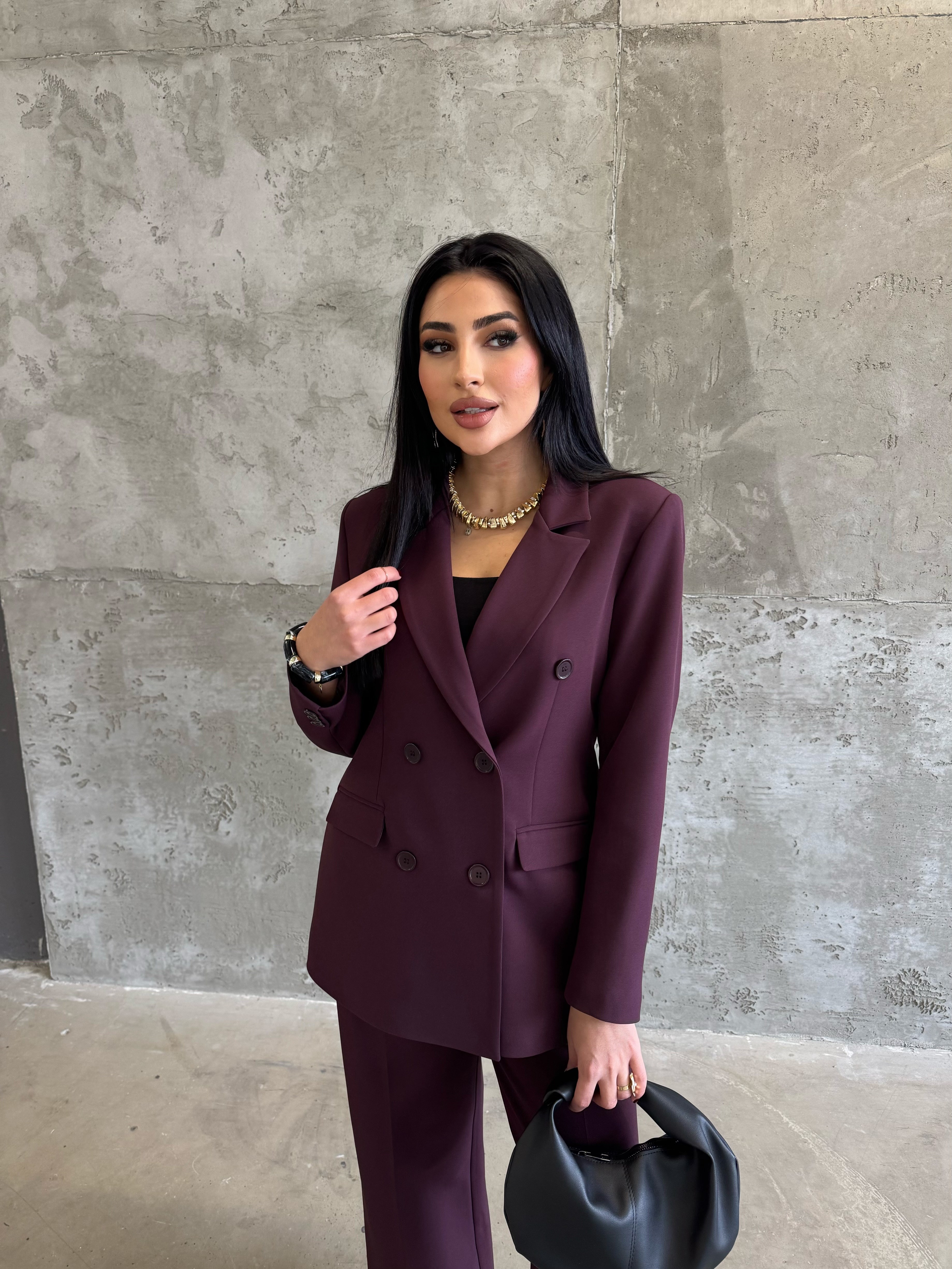 klasik ceket takım mürdüm