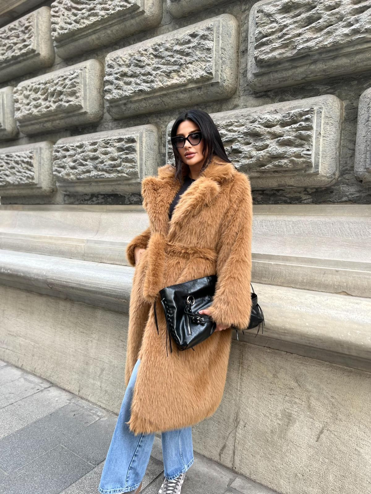 Kuşaklı Uzun Lolita Camel
