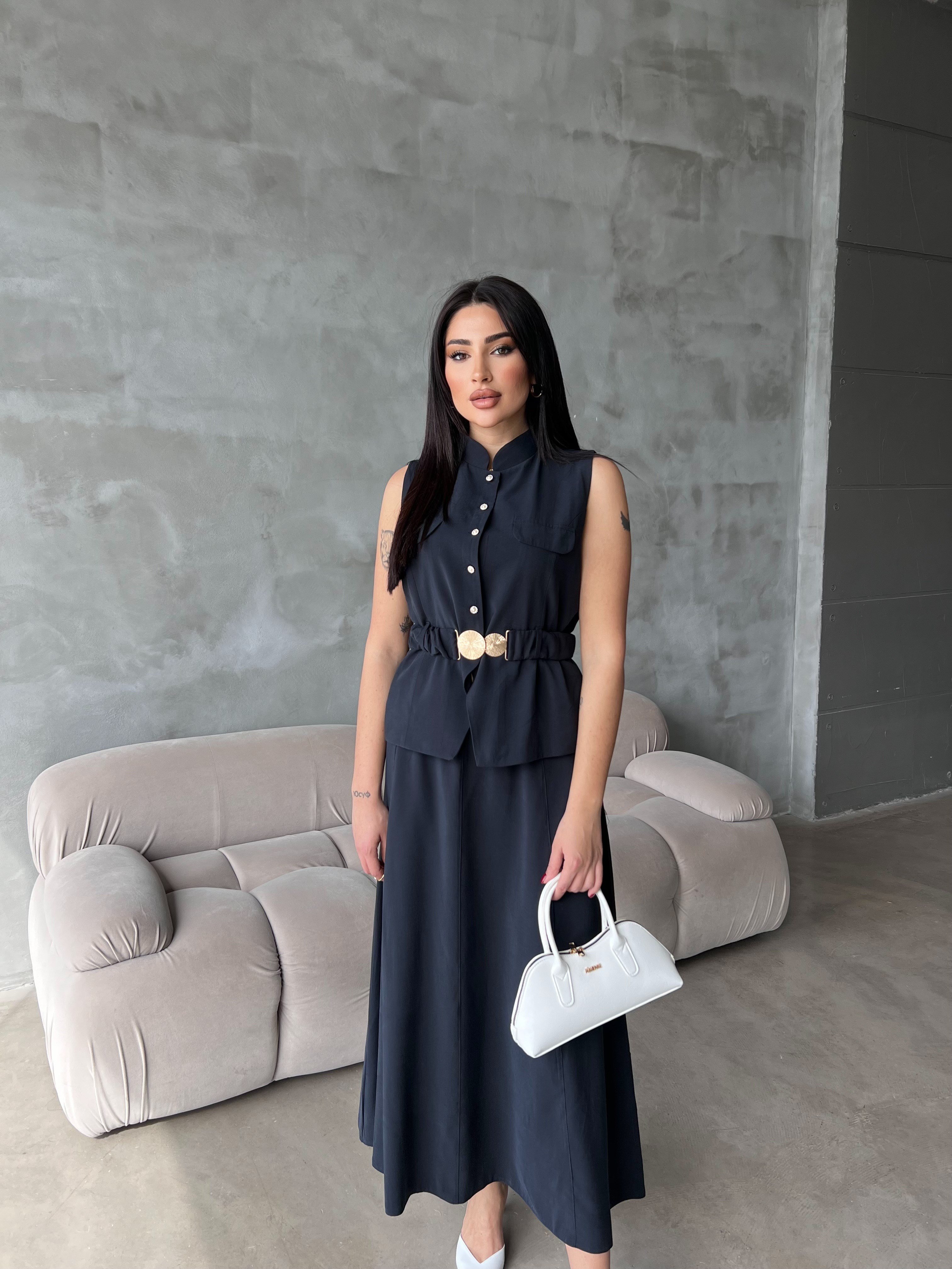 Lola Kemer Lastikli Yelek Takım Lacivert