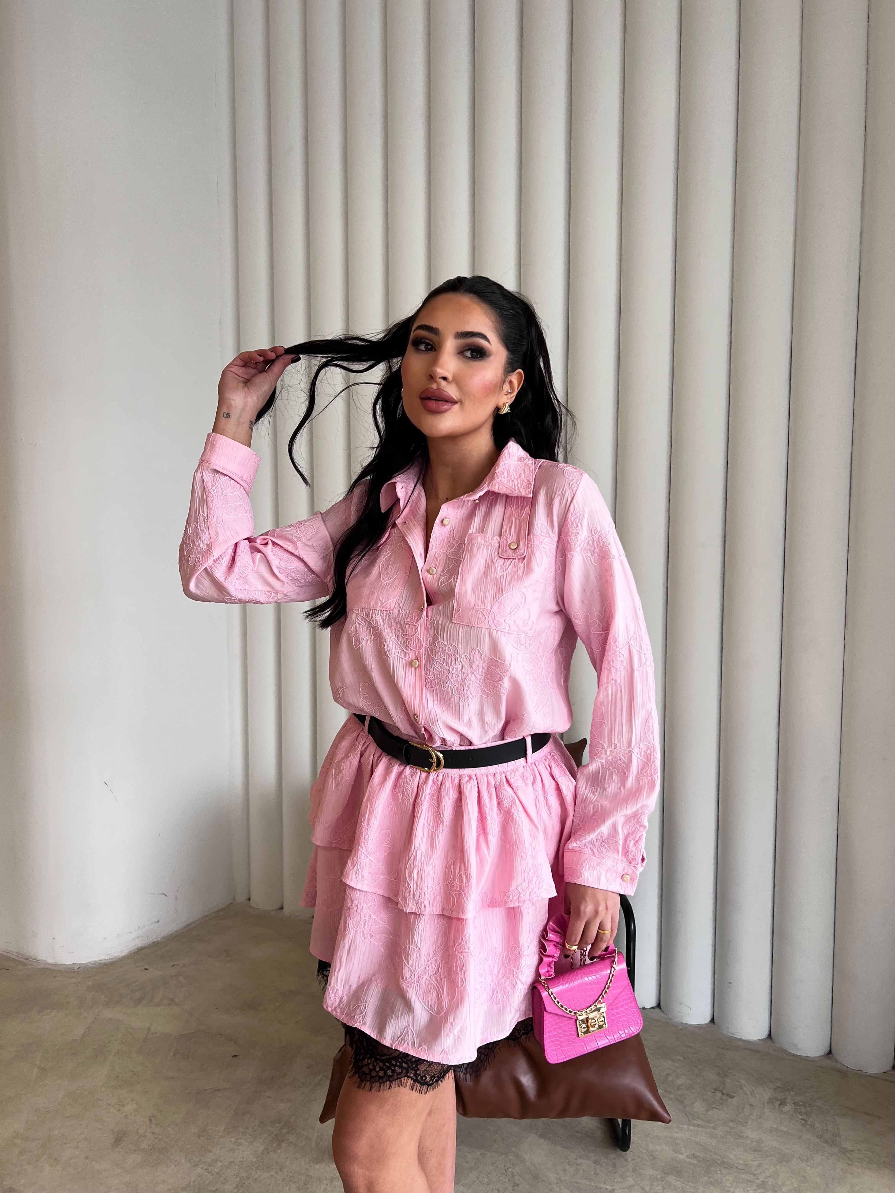 Lolita Dantel Etekli Takım Pembe