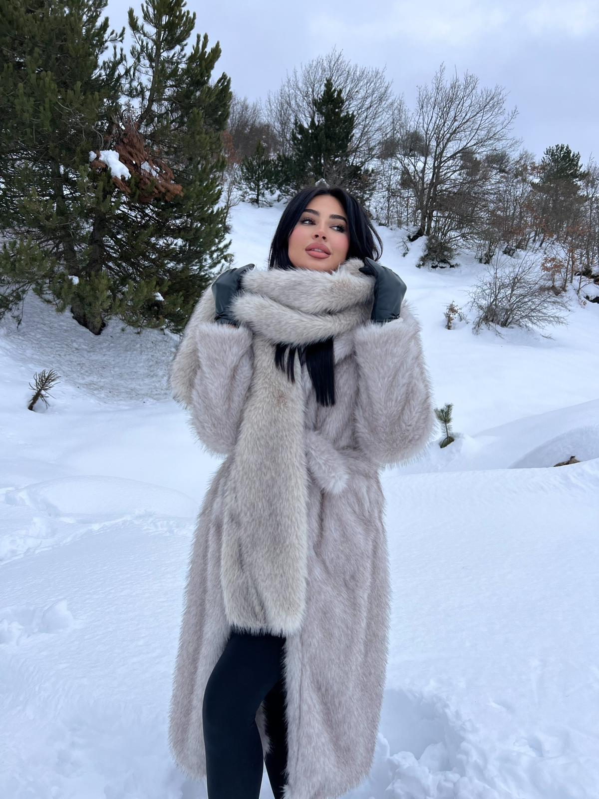 Lolita Kürk Şal Bej