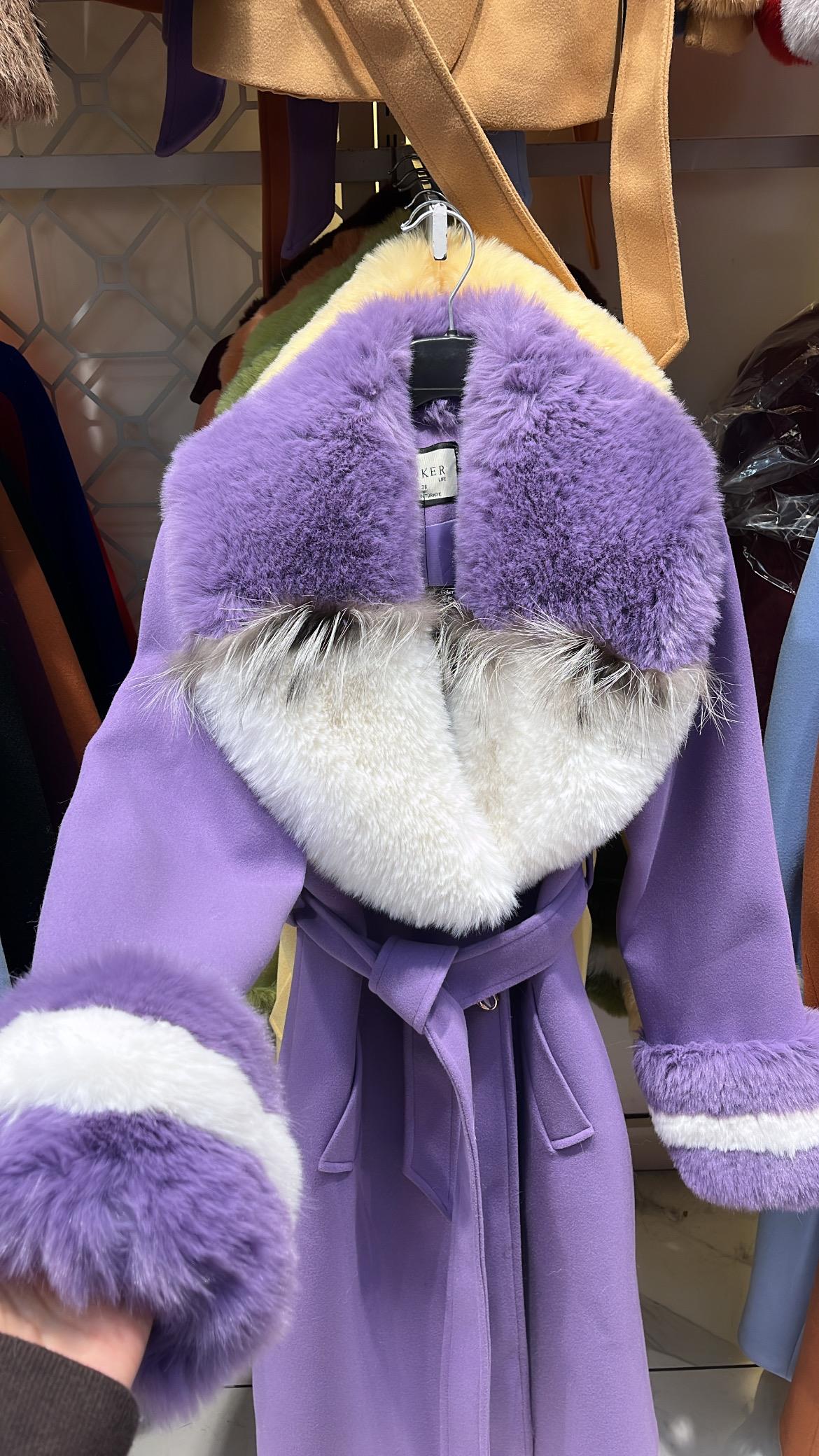 Lüks Kaşe Kaban Lila