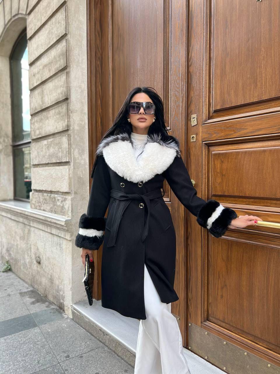 Lüks Kaşe Kaban Siyah