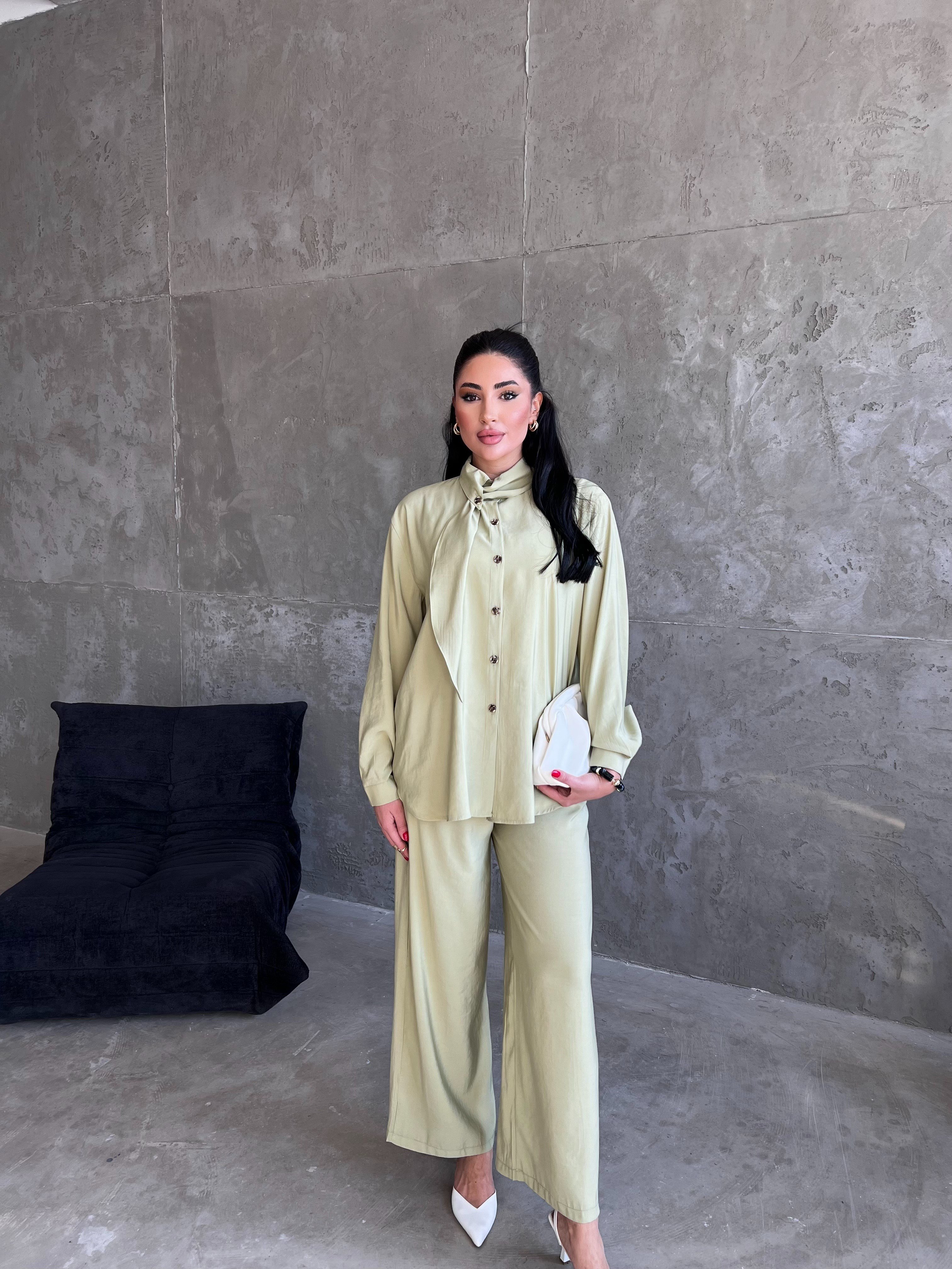 Maria Yaka Detaylı Takım Yeşil