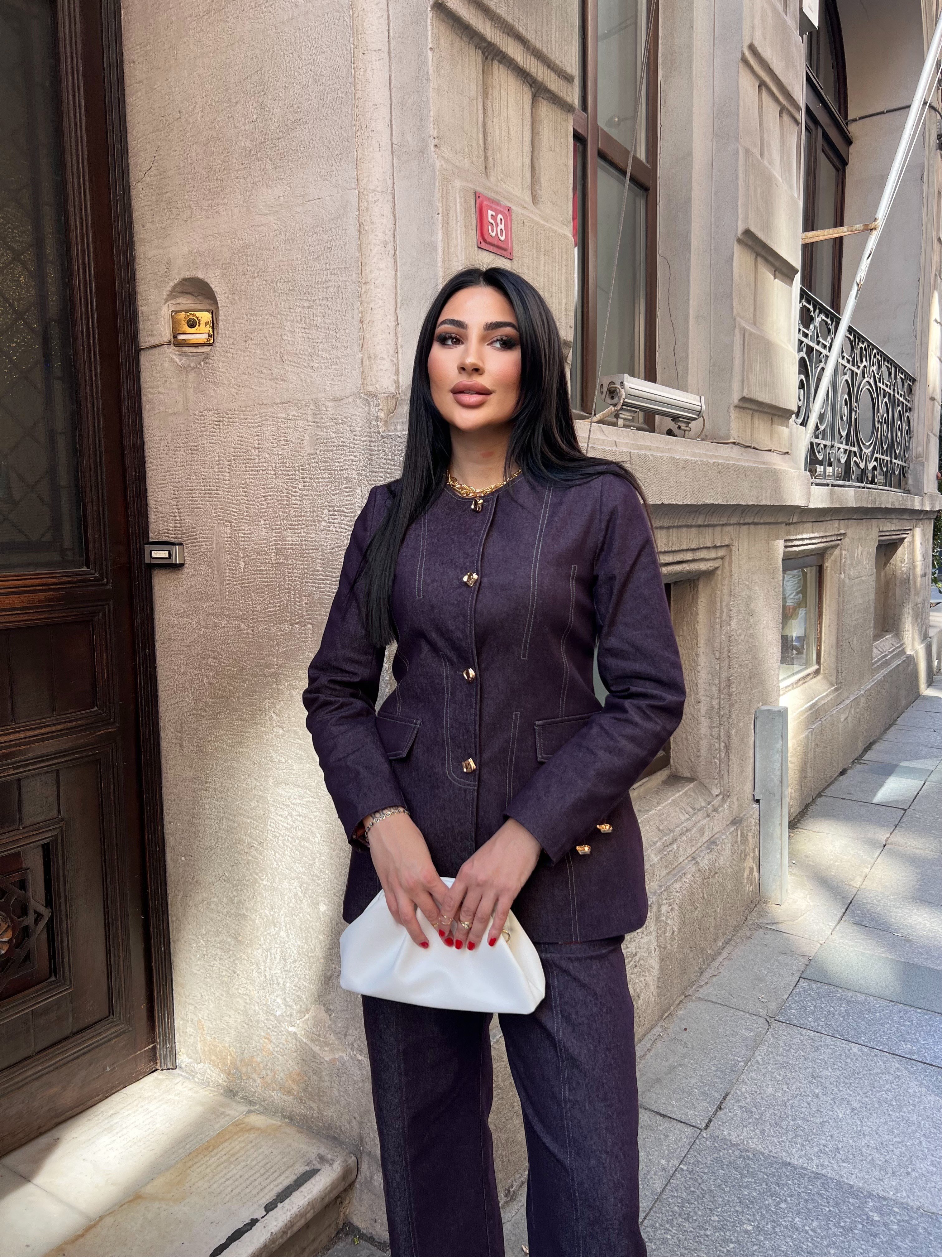 nova denim takım mürdüm 