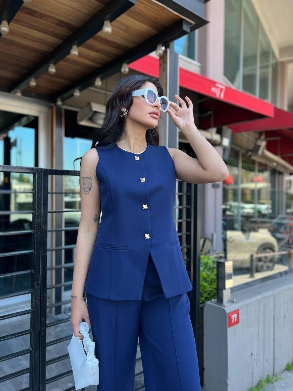 noya yelekli takım lacivert 