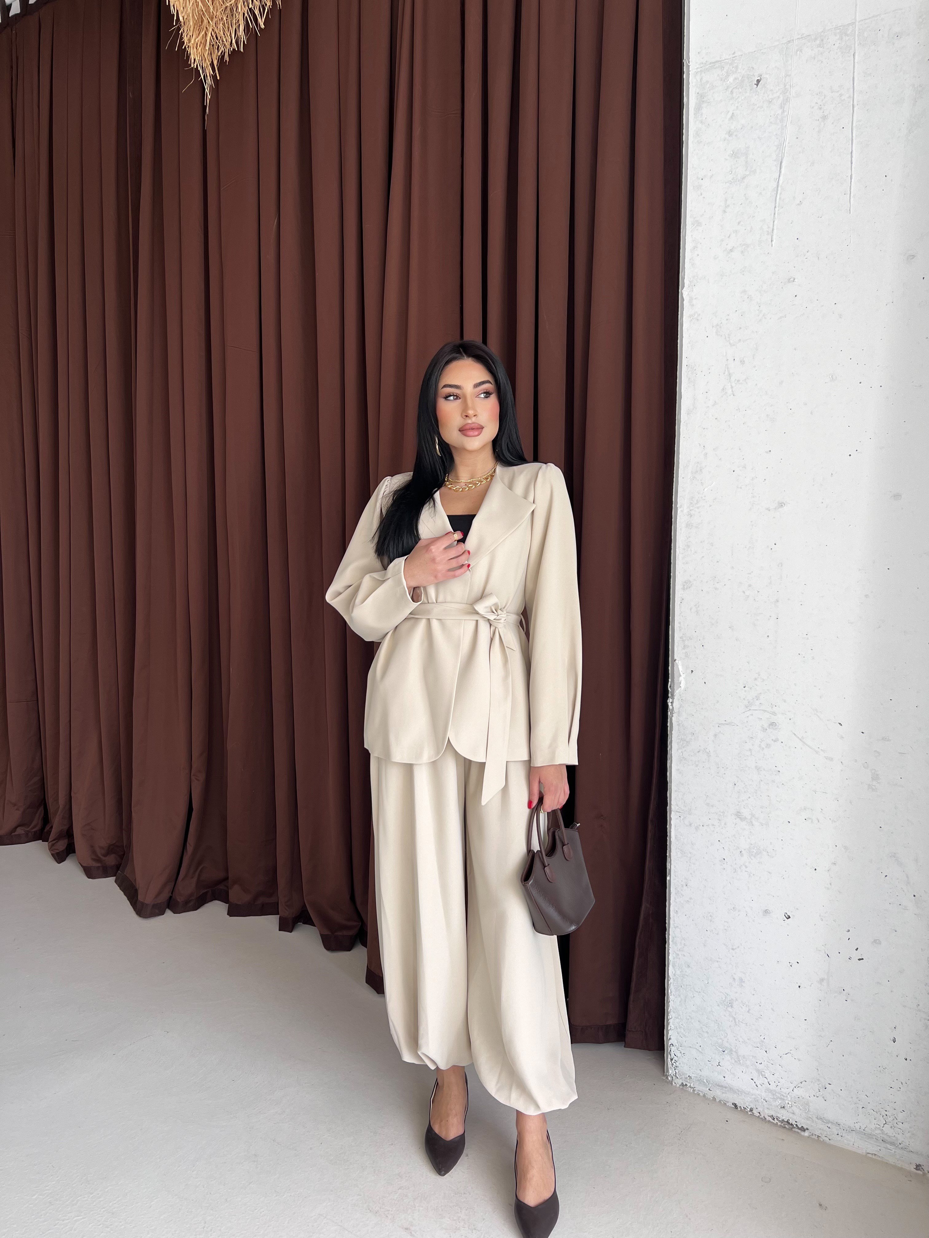 Pinterest Şalvarlı Ceket Bej