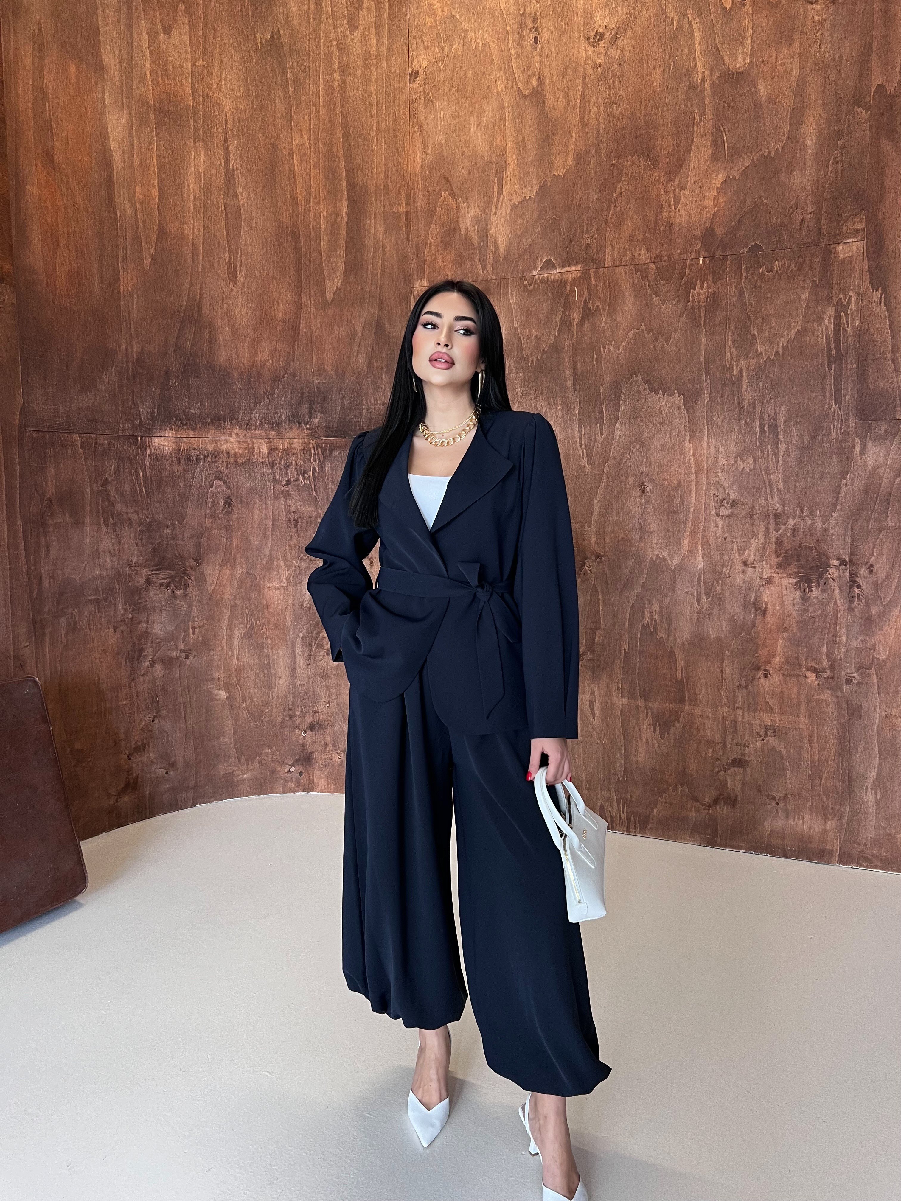 Pinterest Şalvarlı Ceket Lacivert