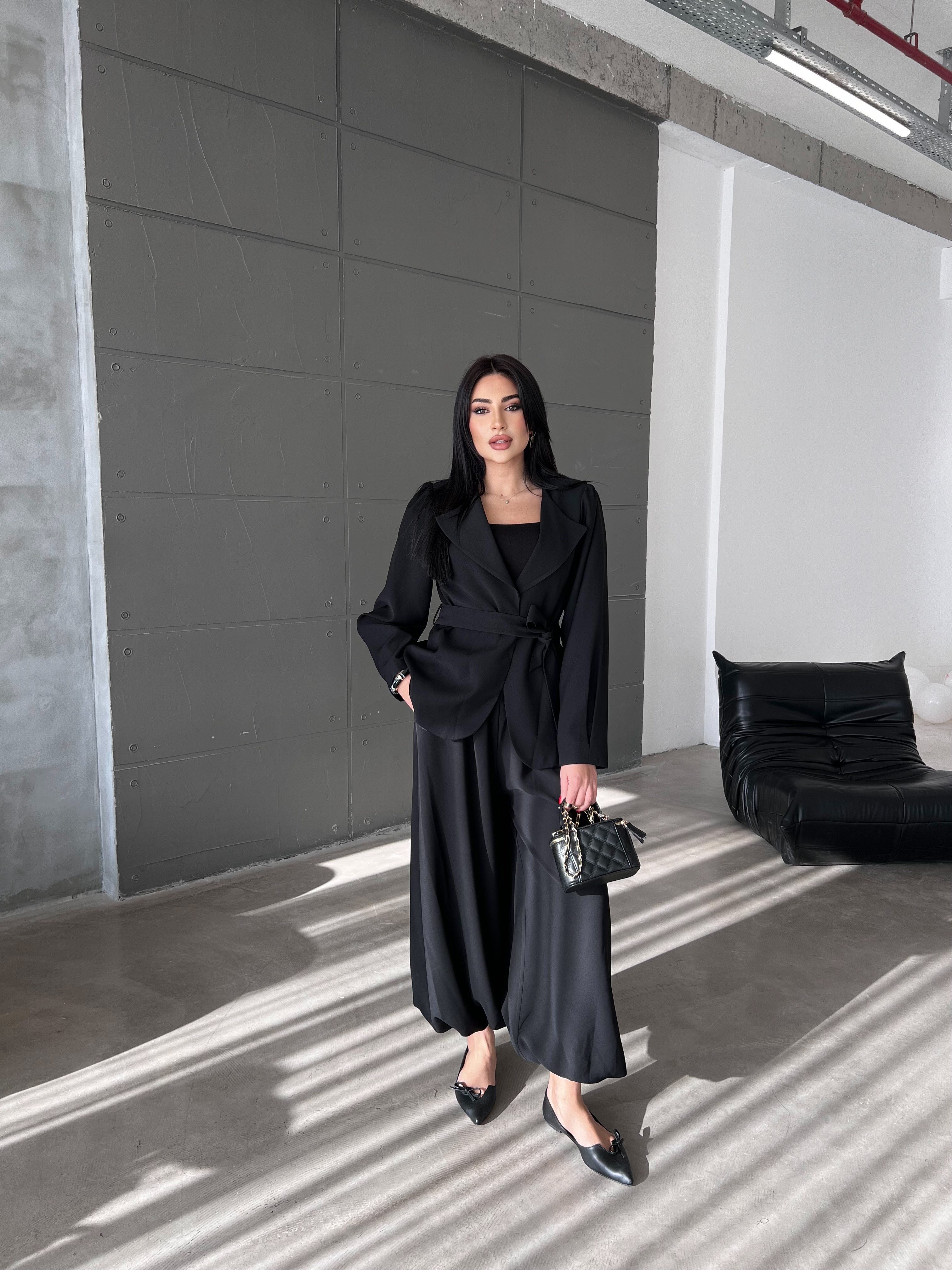 Pinterest Şalvarlı Ceket Siyah