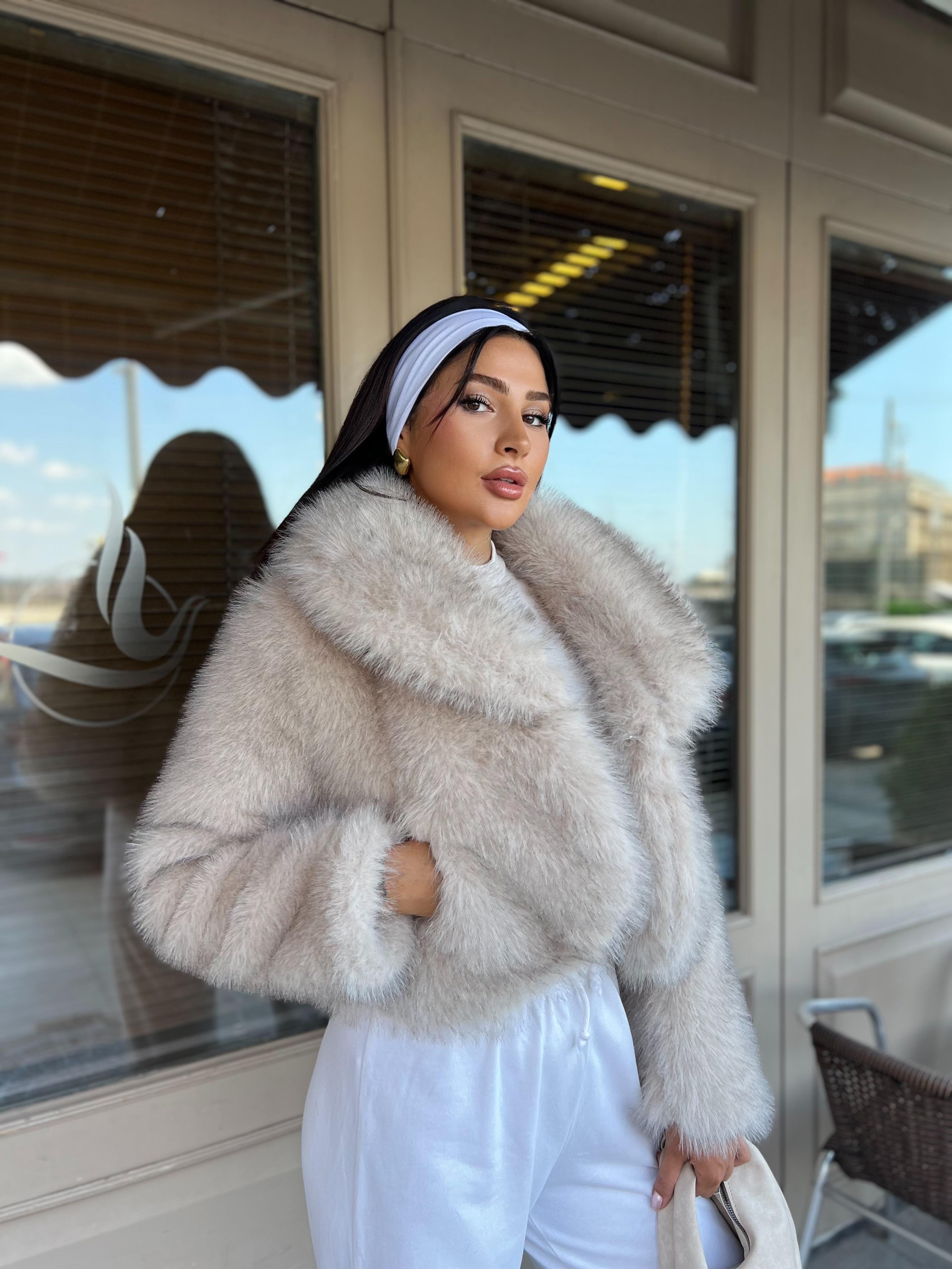 Şal Yaka Printli Kısa Lolita Bej
