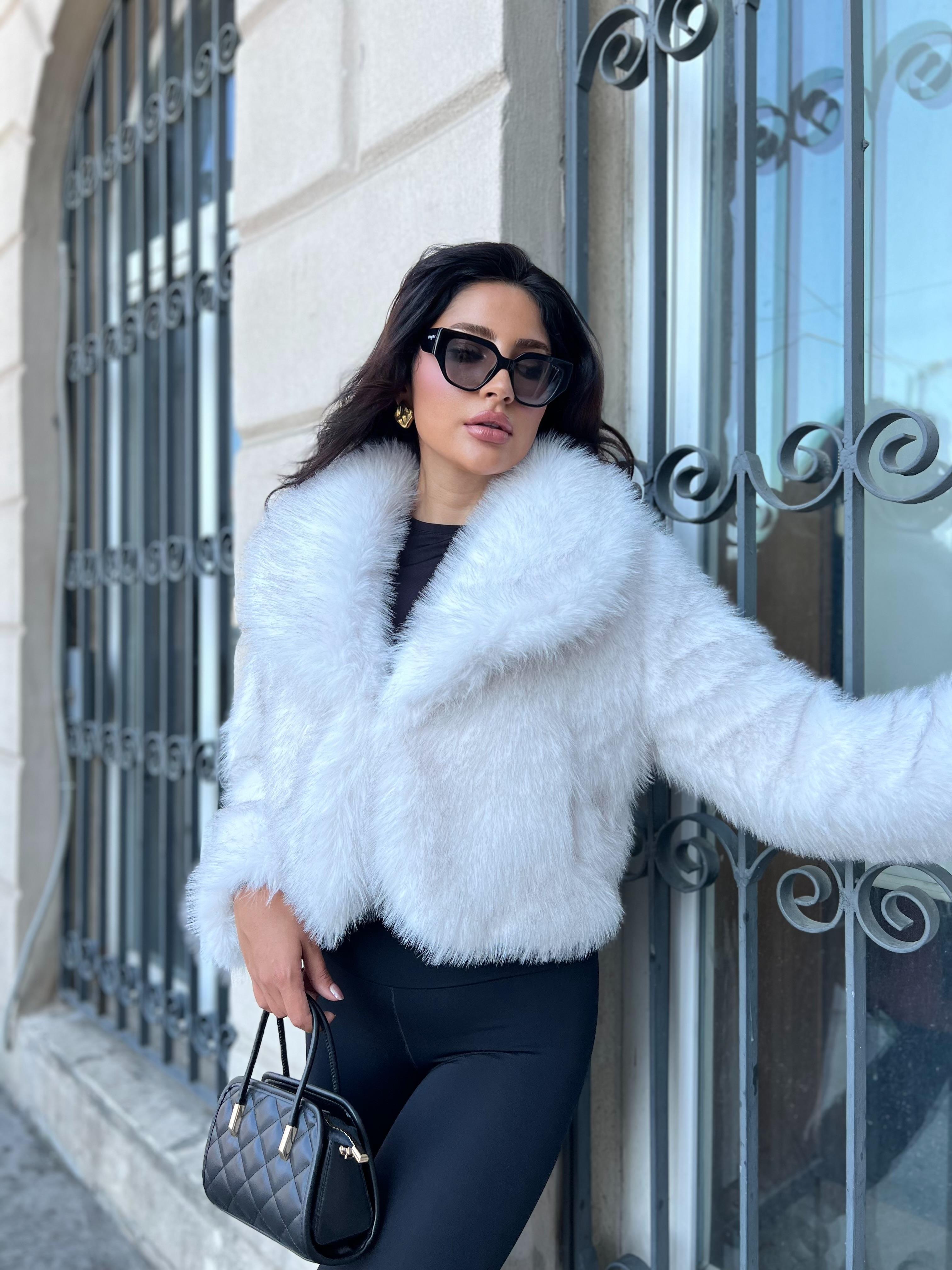 Şal Yaka Printli Kısa Lolita Beyaz