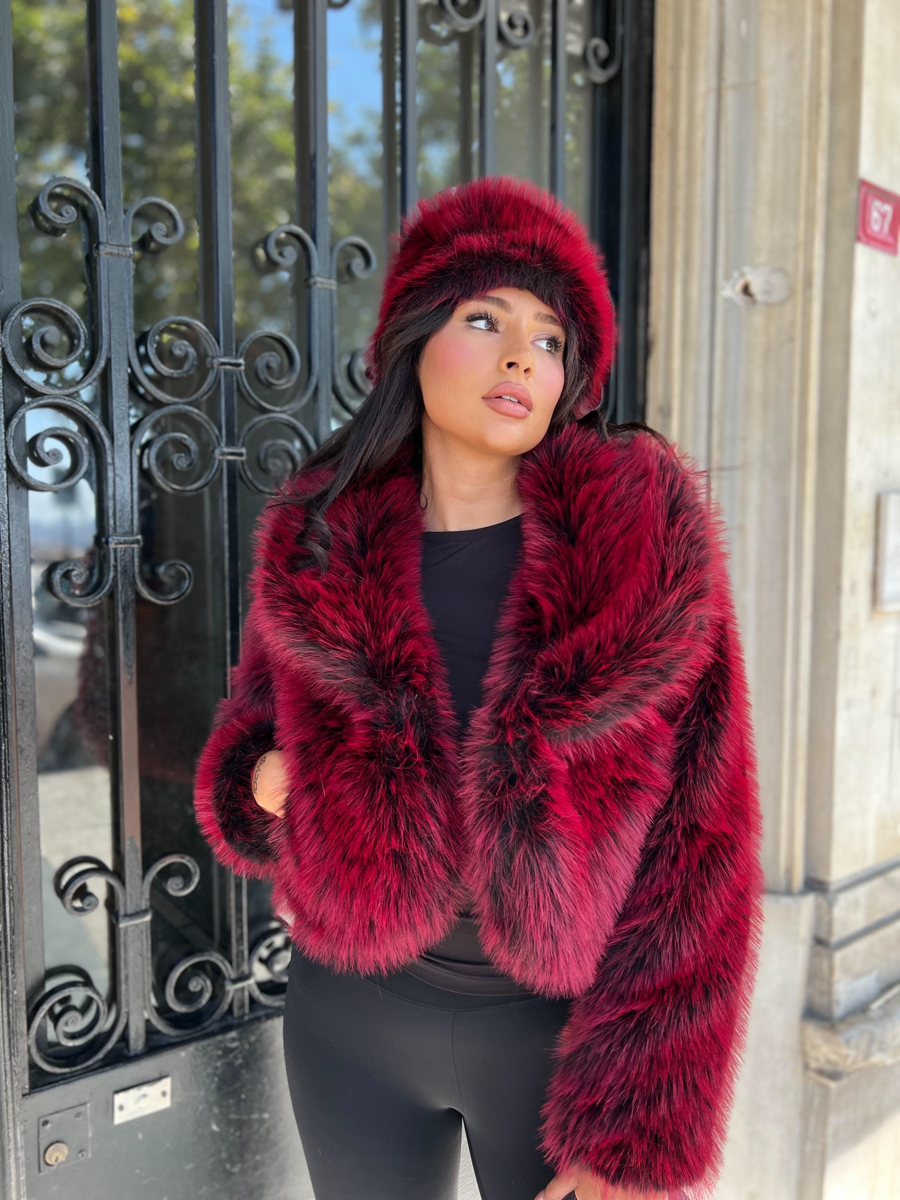 Şal Yaka Printli Kısa Lolita Bordo