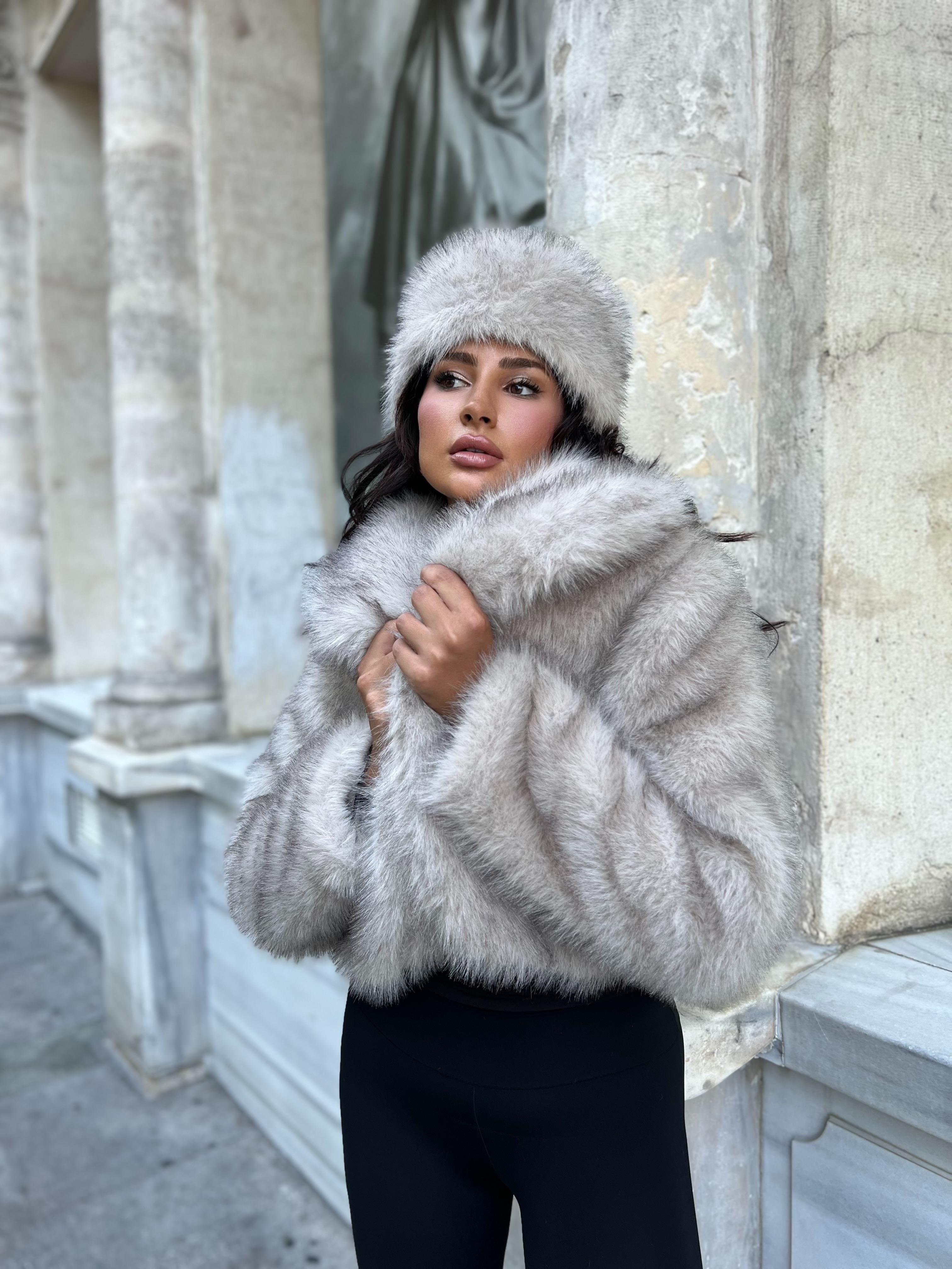 Şal Yaka Printli Kısa Lolita Vizon