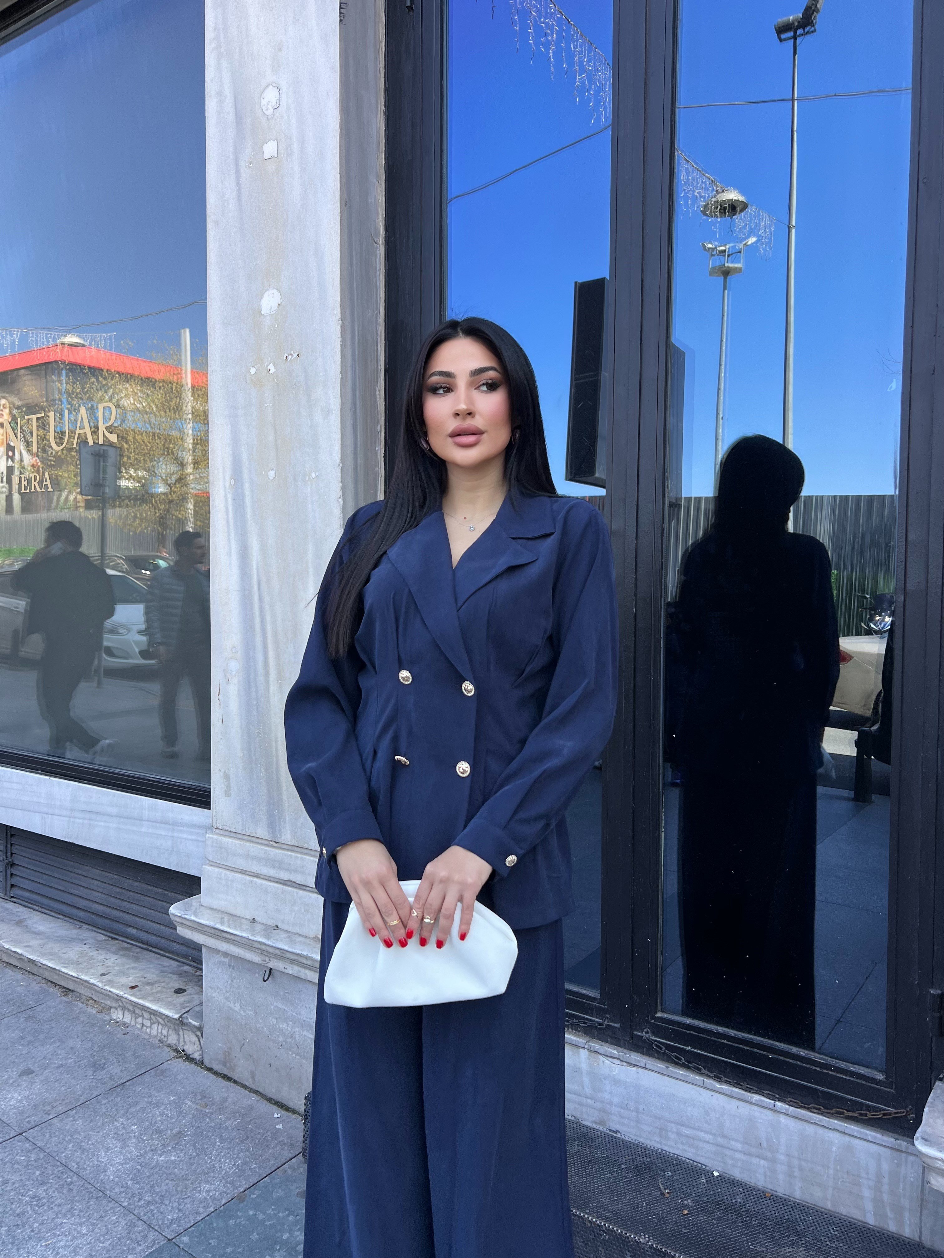 siena gold düğmeli takım lacivert