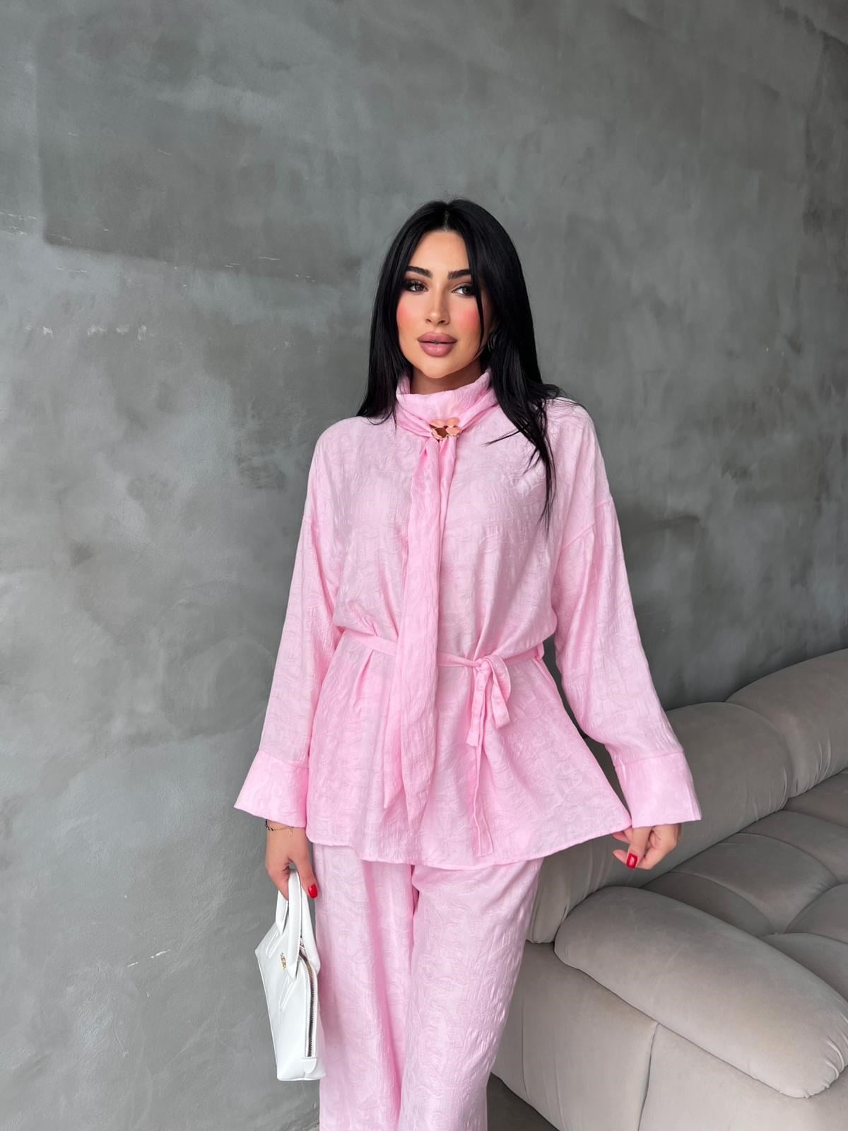 stare desenli ikili takım pembe 