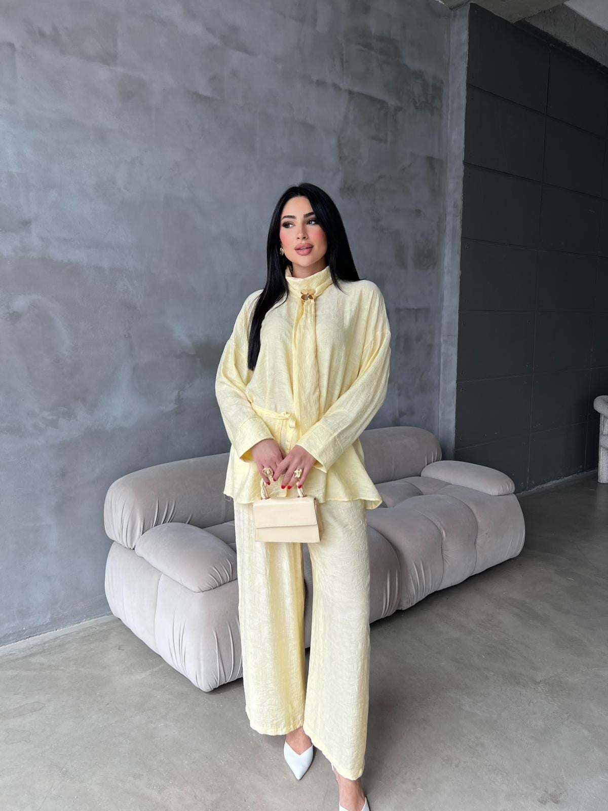 stare desenli ikili takım sarı 