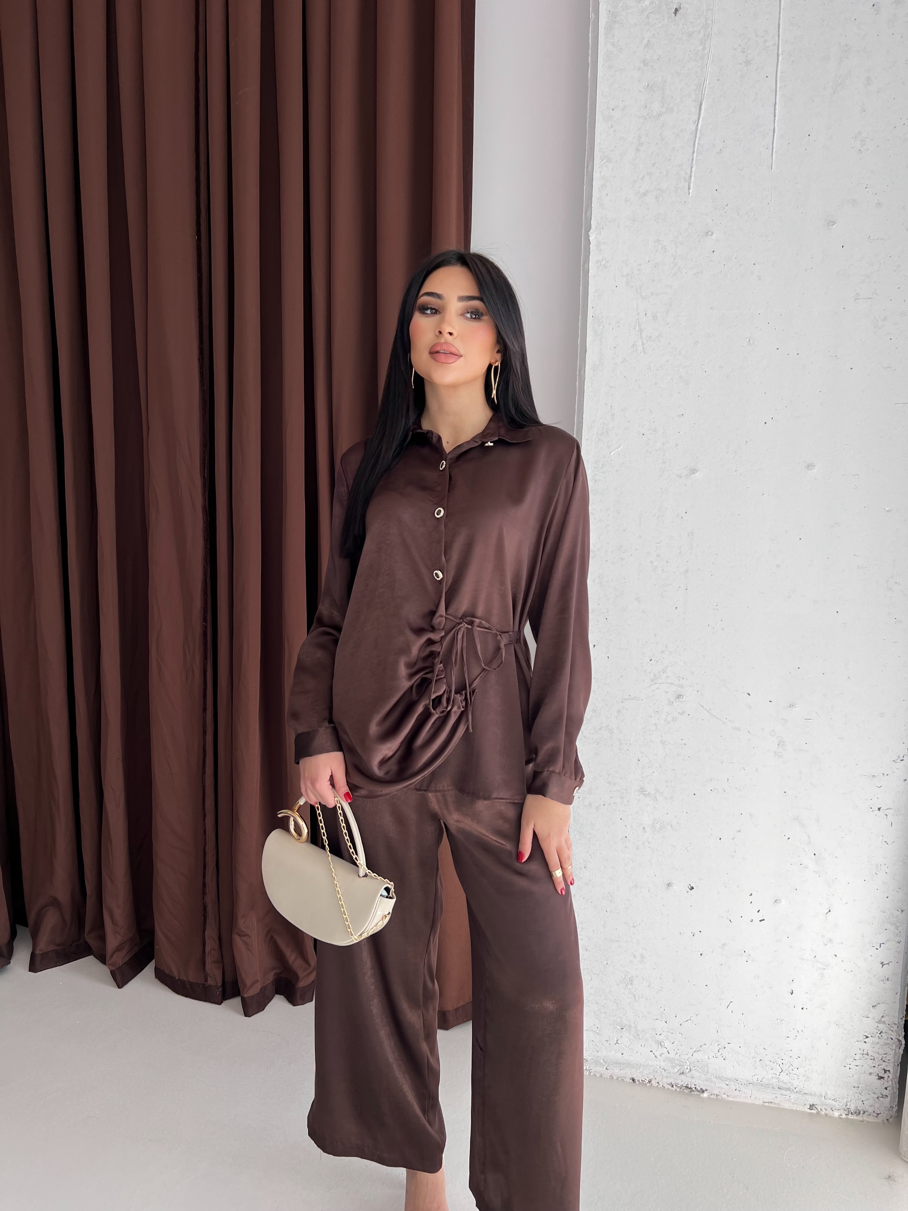 Vibe Saten Takım Kahve