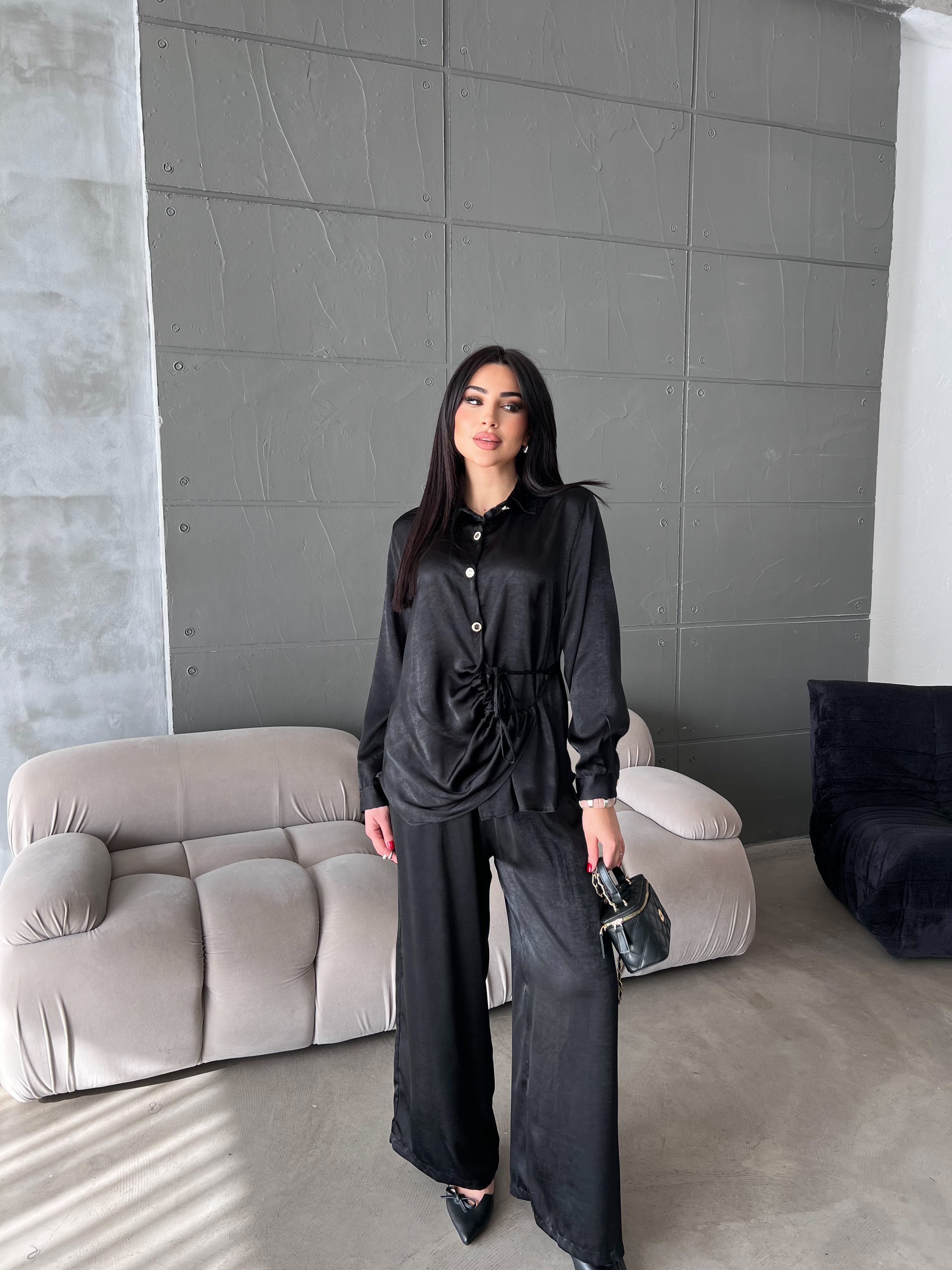 Vibe Saten Takım Siyah