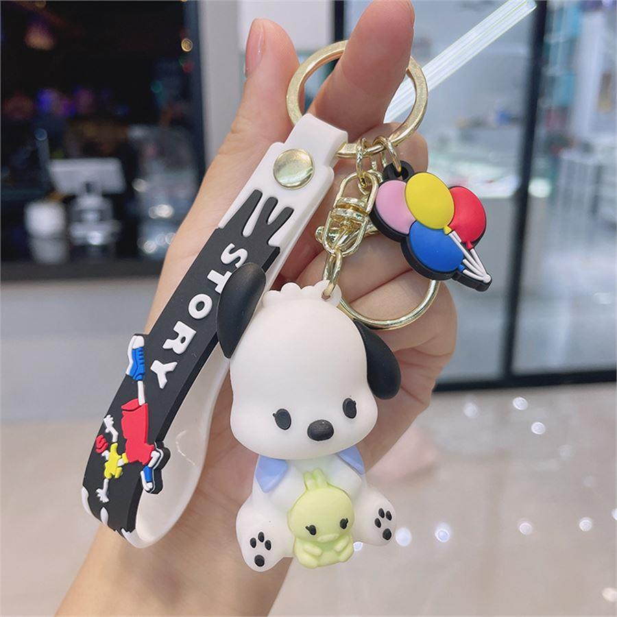 Beyaz Anime Fantasy Magic Pochacco Silikon Anahtarlık