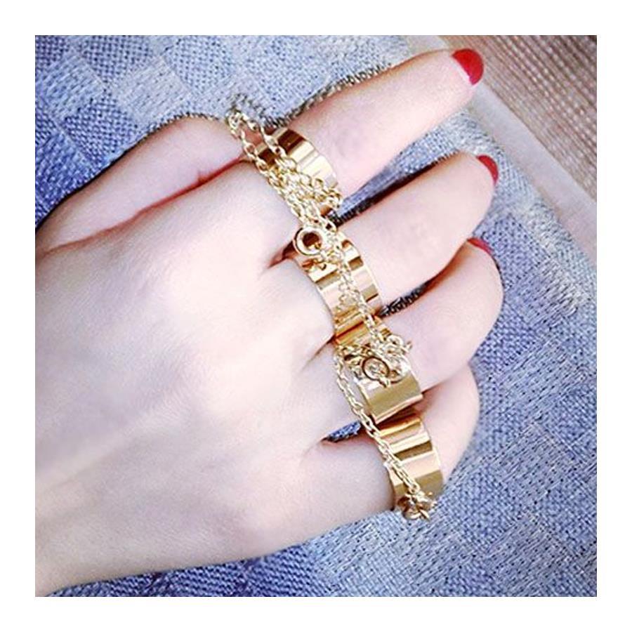 Four Finger Chain Gold Ayarlanabilir Yüzük