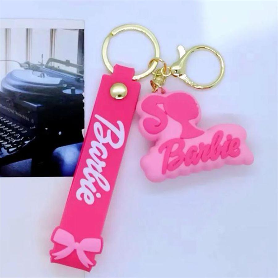 Pembe Barbie Silüet Logo Silikon Anahtarlık