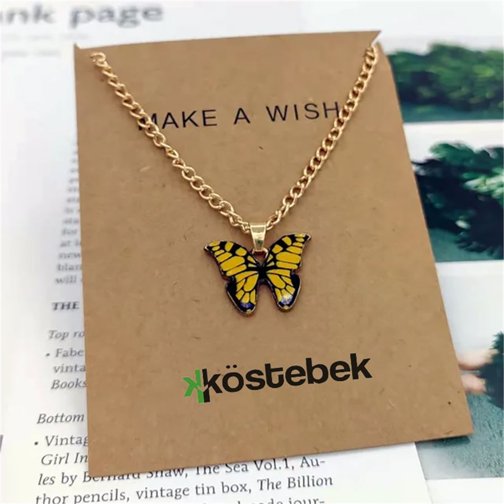 Sarı Kelebek Gold Zincir Kolye