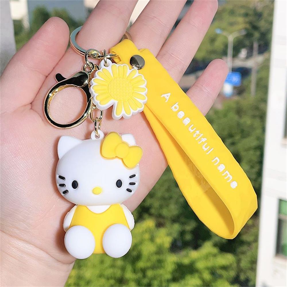 Sarı Oturan Hello Kitty Silikon Anahtarlık