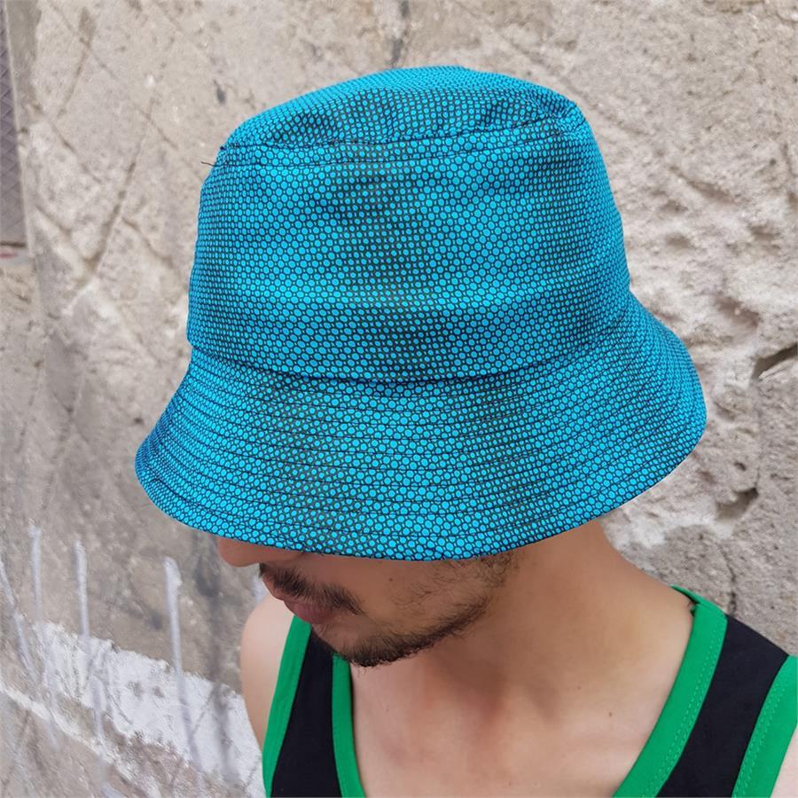 Turkuaz Baloncuk Desenli Bucket Şapka