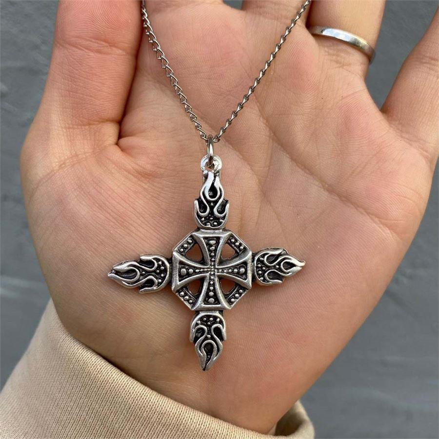 Vintage Pattern Cross Kolye 