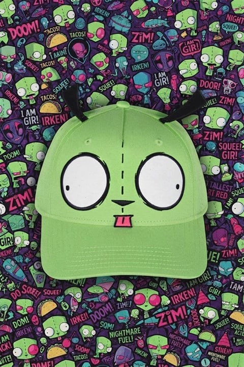 Yeşil Invader Zim Gir Kulaklıklı Unisex Baseball Şapka