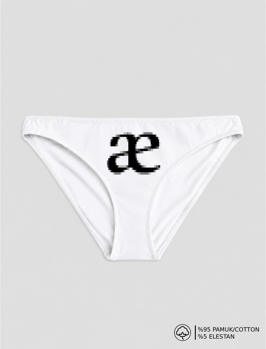Beyaz 'AE' Baskılı Bikini Kalıp Külot