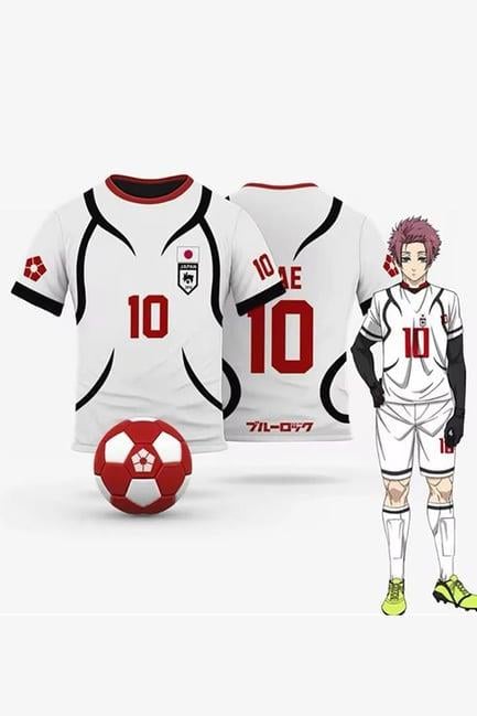 Beyaz Anime Blue Lock 10 Forma Unisex T-shirt