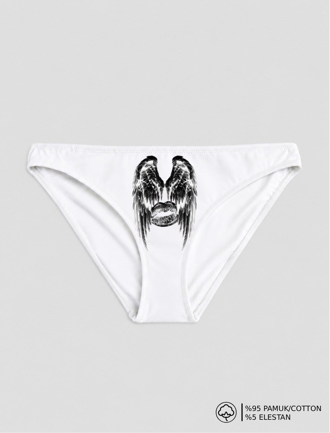 Beyaz Evil Face Baskılı Bikini Kalıp Külot