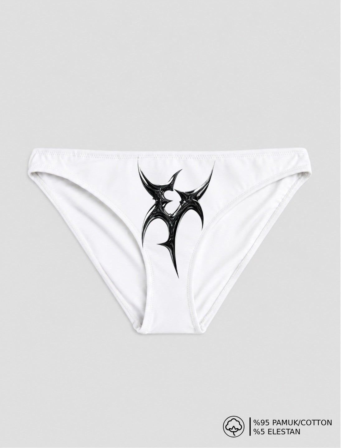 Beyaz Harujuku Baskılı Bikini Kalıp Külot