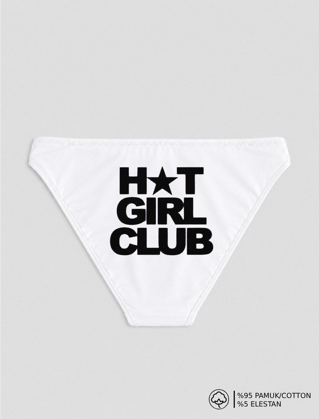 Beyaz Hot Girl Club Baskılı Bikini Kalıp Külot