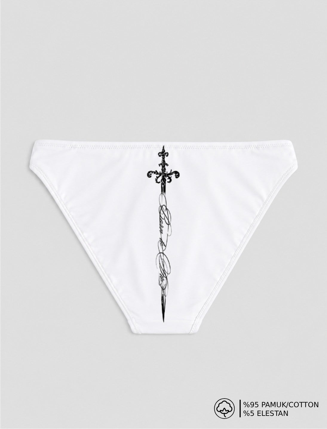 Beyaz Kılıç Baskılı Bikini Kalıp Külot
