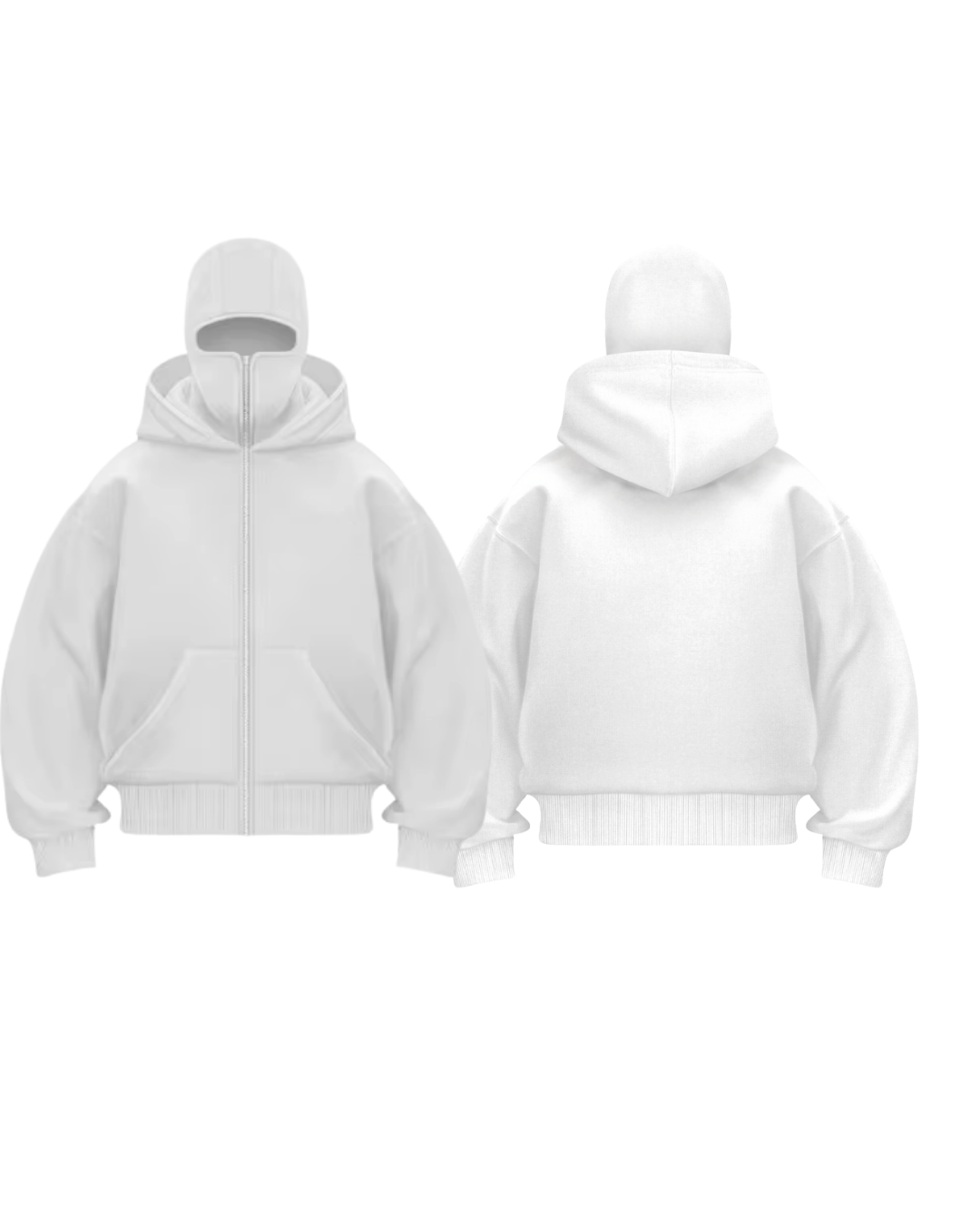 Beyaz Maskeli Unisex Kapüşonlu Hırka