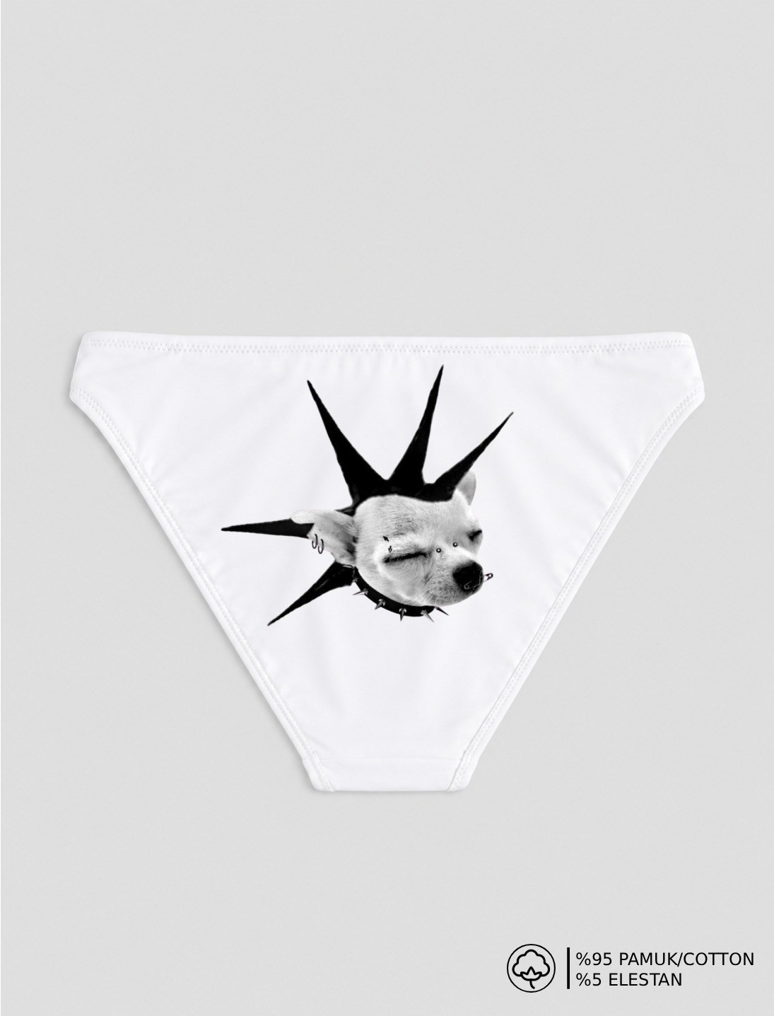 Beyaz Rock Dog Baskılı Bikini Kalıp Külot