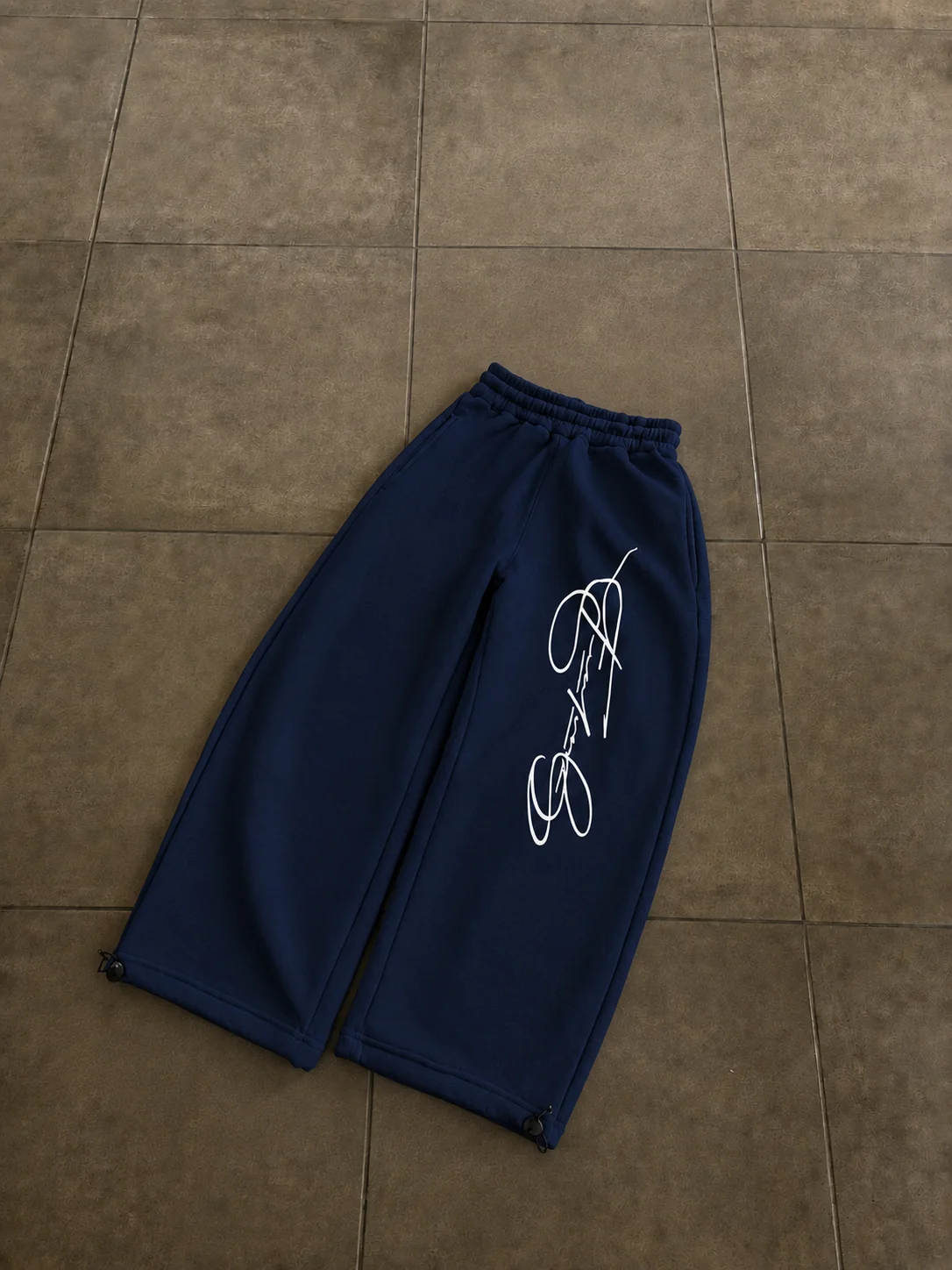 Lacivert Signature Script Baggy Unisex Eşofman Altı
