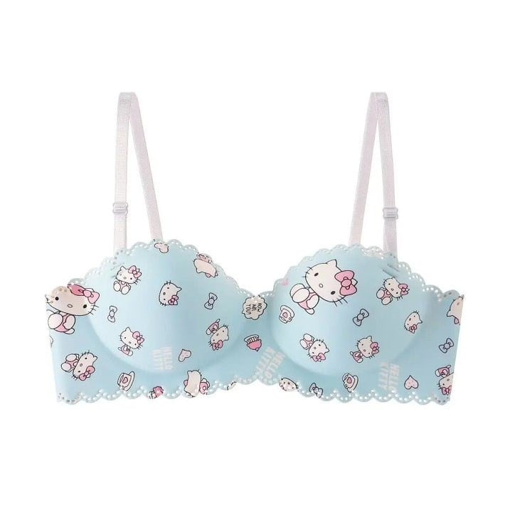 Pastel Mavi Lazer Kesim Yarım Dolgulu Hello Kitty Sütyen 