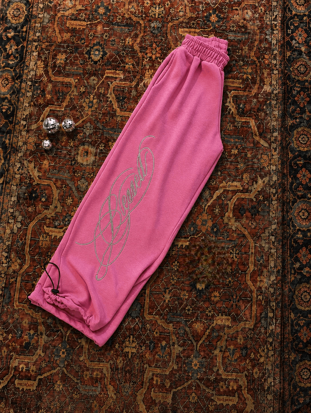 Pembe Blessed Script Taş Detaylı Eşofman Altı
