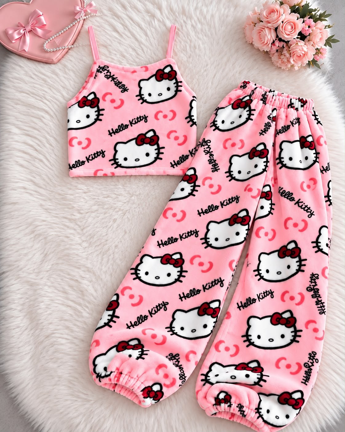 Pembe Hello Kitty Cloudy 2'li Peluş Atletli Takım
